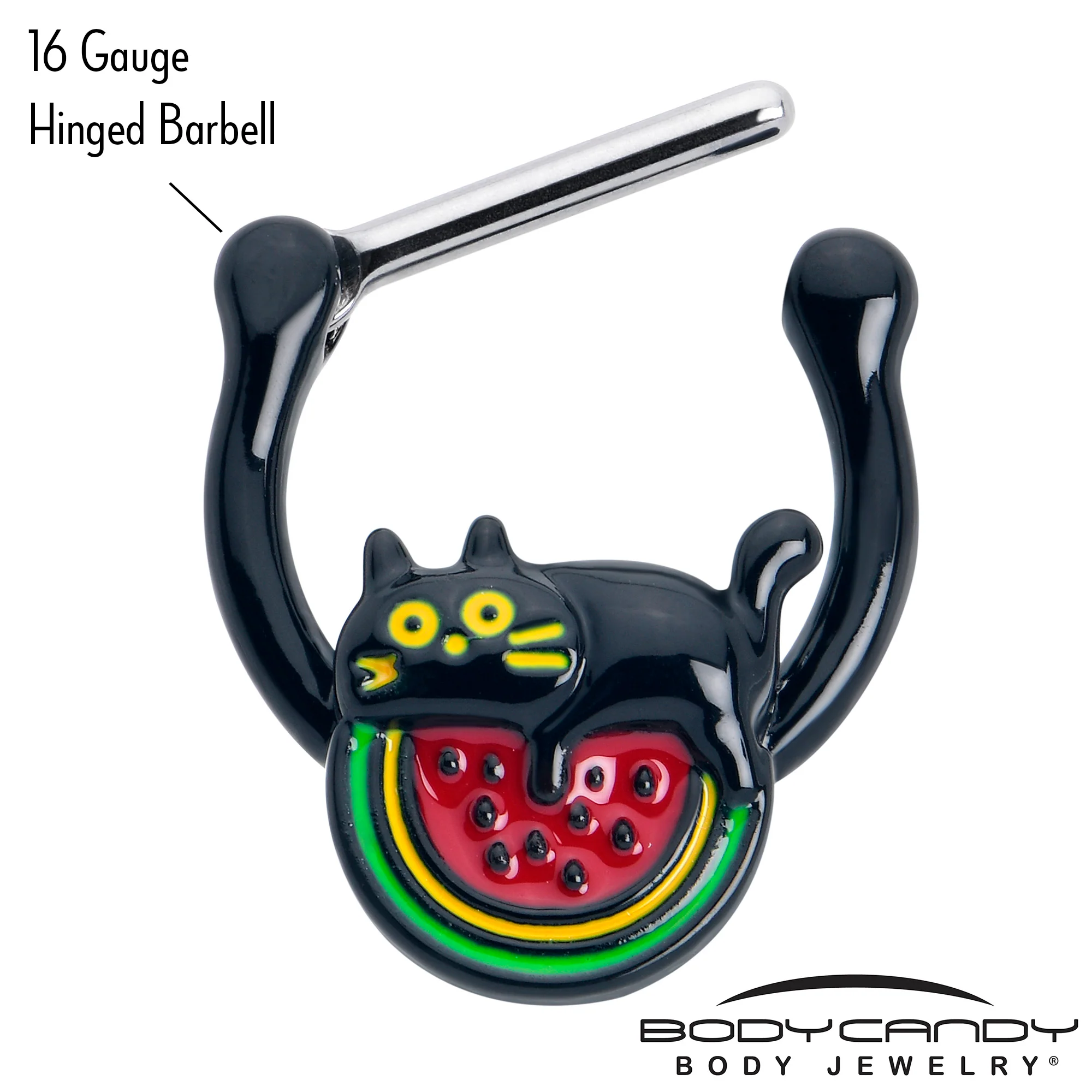 16G 5/16 Watermelon Cat Love Cartilage Clicker Ring - Image 3