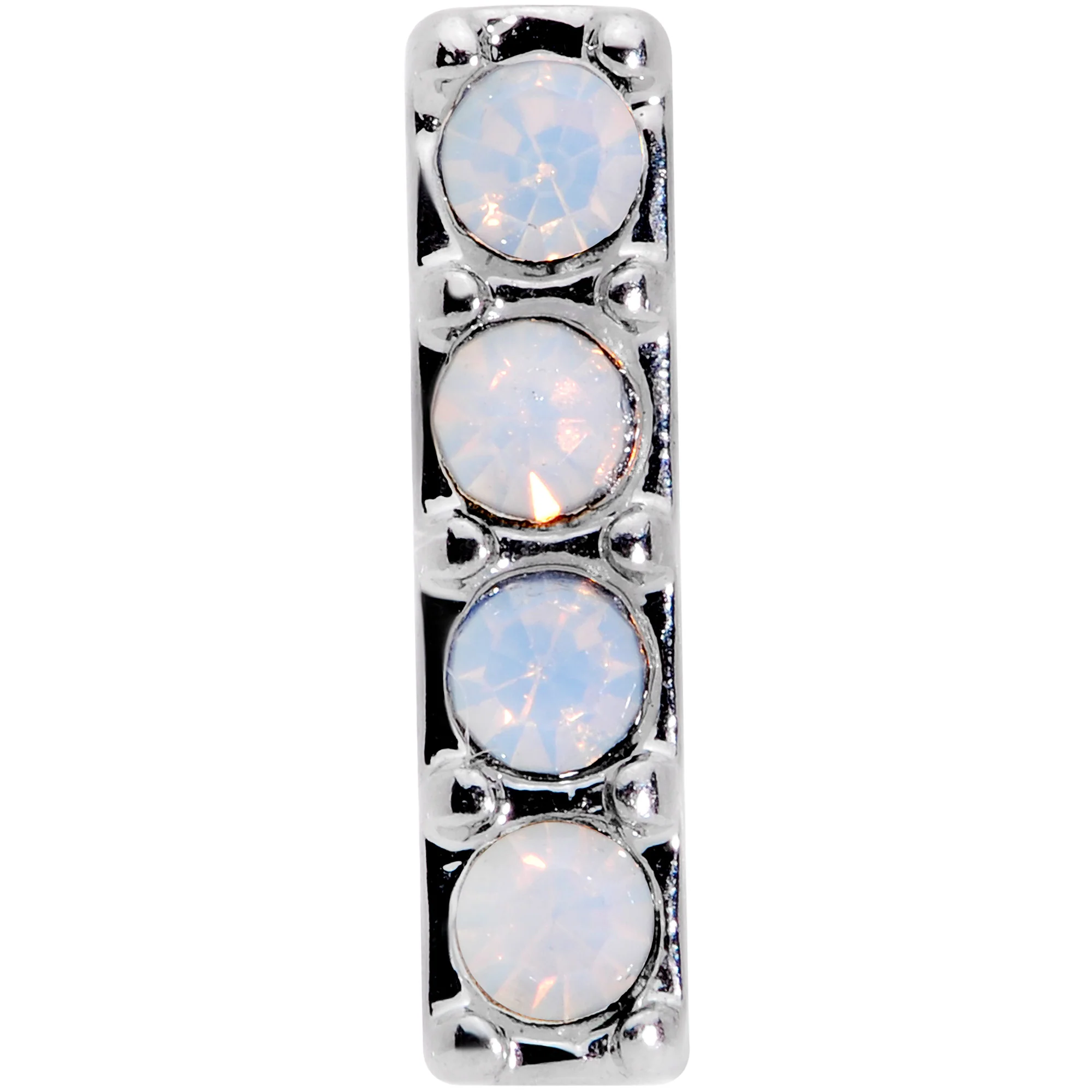 16G 5/16 White Faux Opal Quartet Cartilage Tragus Earring - Image 2