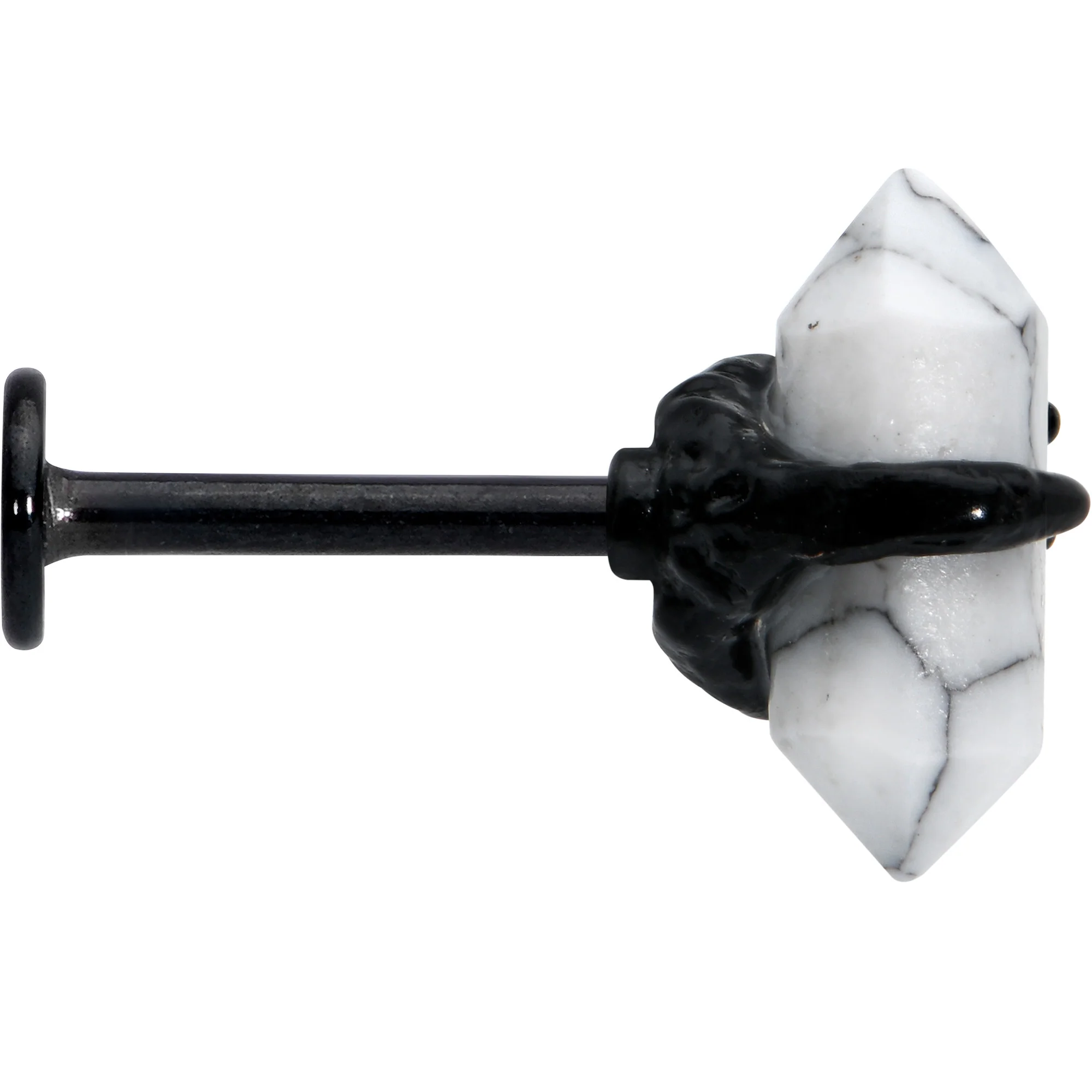 16G 5/16 White Howlite Black Claw Obelisk Labret Monroe Tragus - Image 3