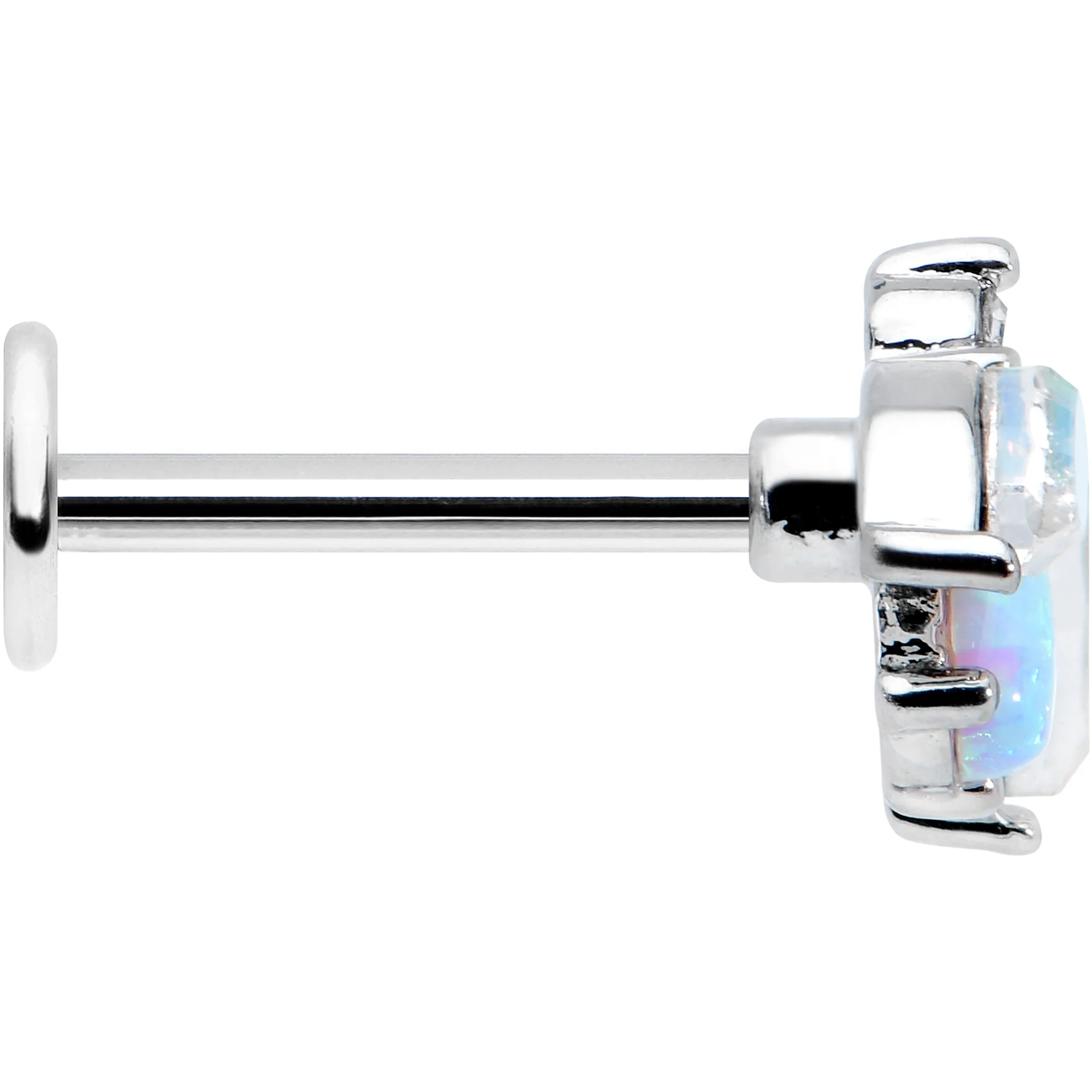 16G 5/16 White Synthetic Opal Flower Labret Monroe Tragus - Image 3