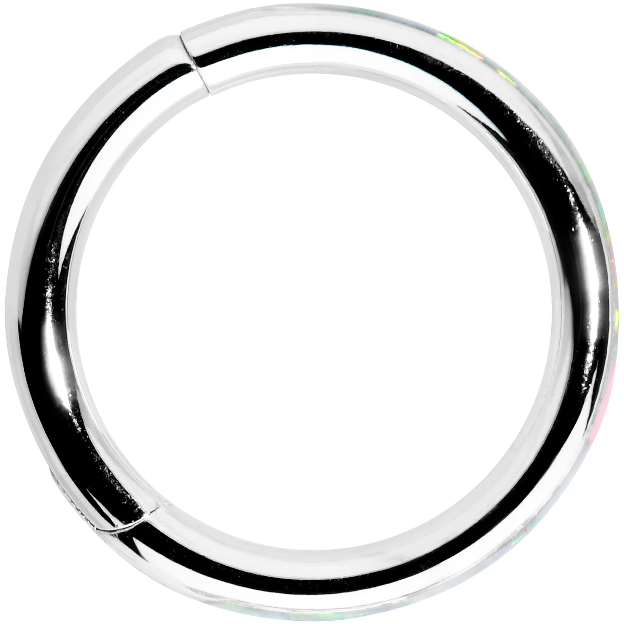 16G 5/16 White Synthetic Opal Forward Facing Hinged Segment Ring - Image 2