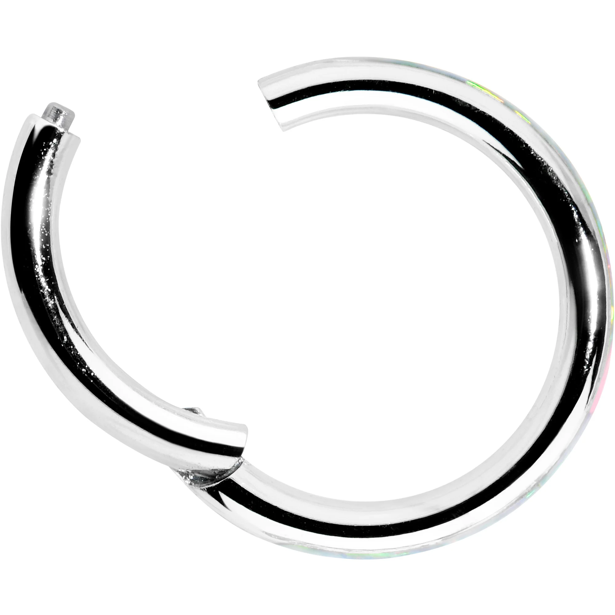 16G 5/16 White Synthetic Opal Forward Facing Hinged Segment Ring - Image 3
