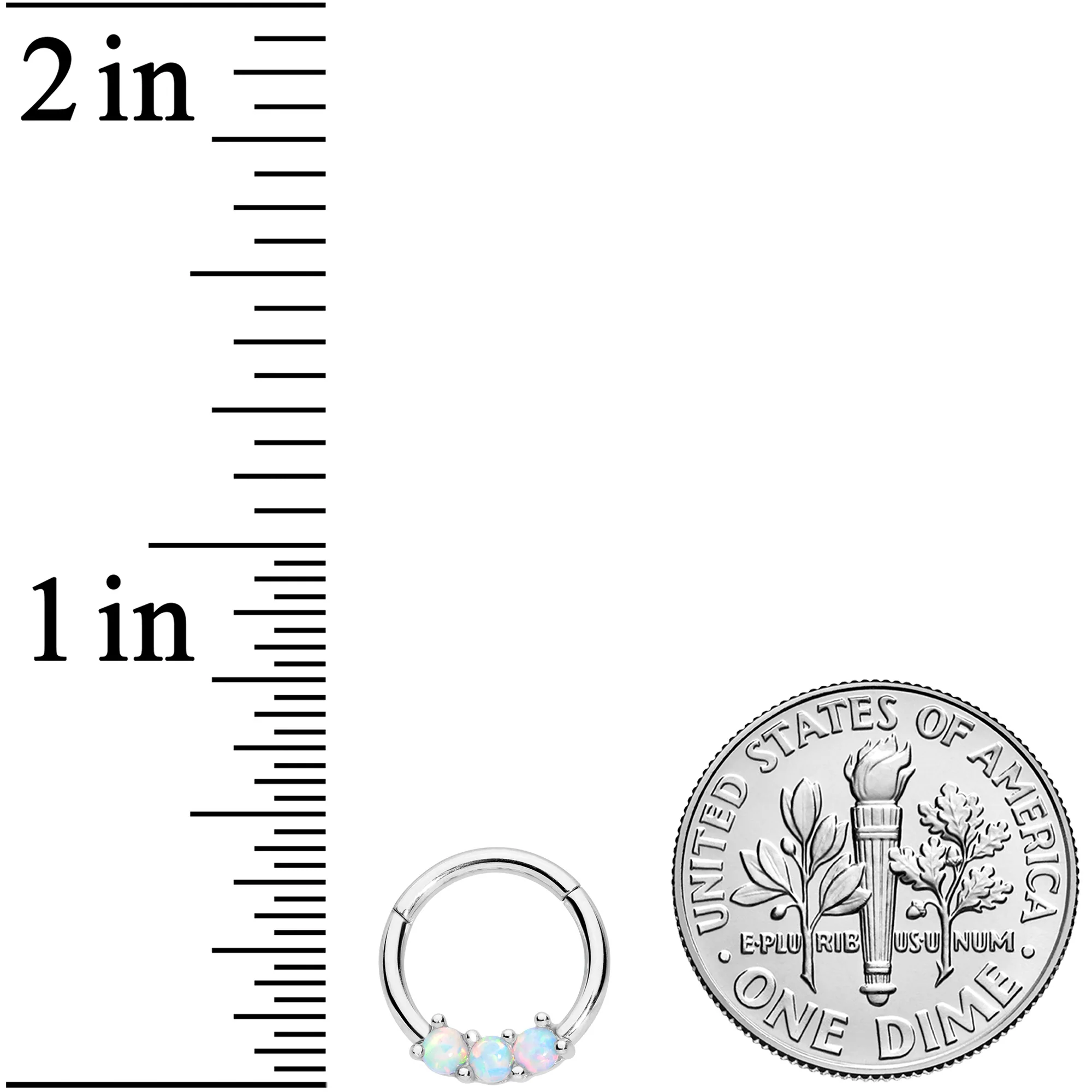 16G 5/16 White Synthetic Opal Trio Hinged Segment Ring - Image 3