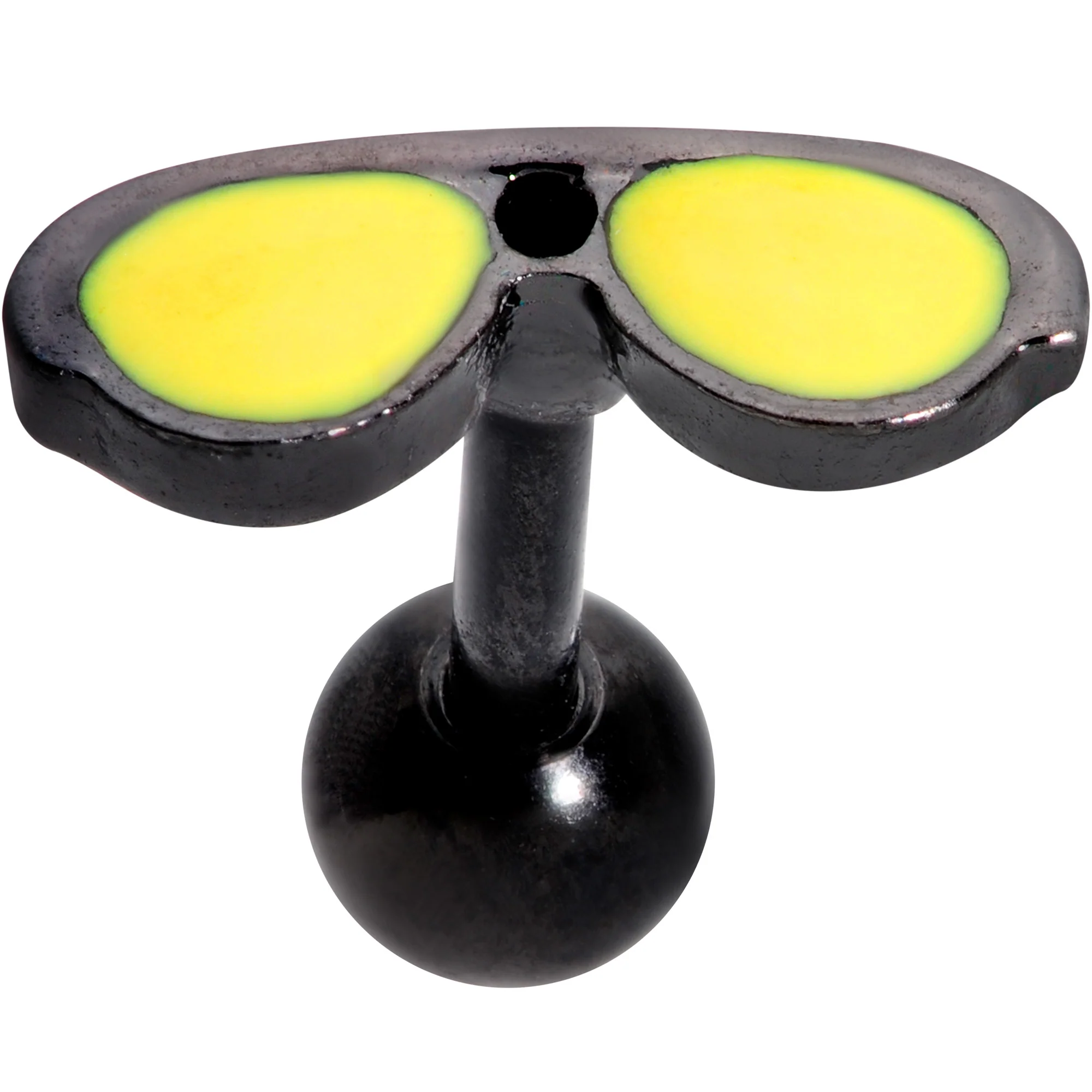 16G 5/16 Yellow Black Aviator Sunglasses Cartilage Tragus Earring - Image 2