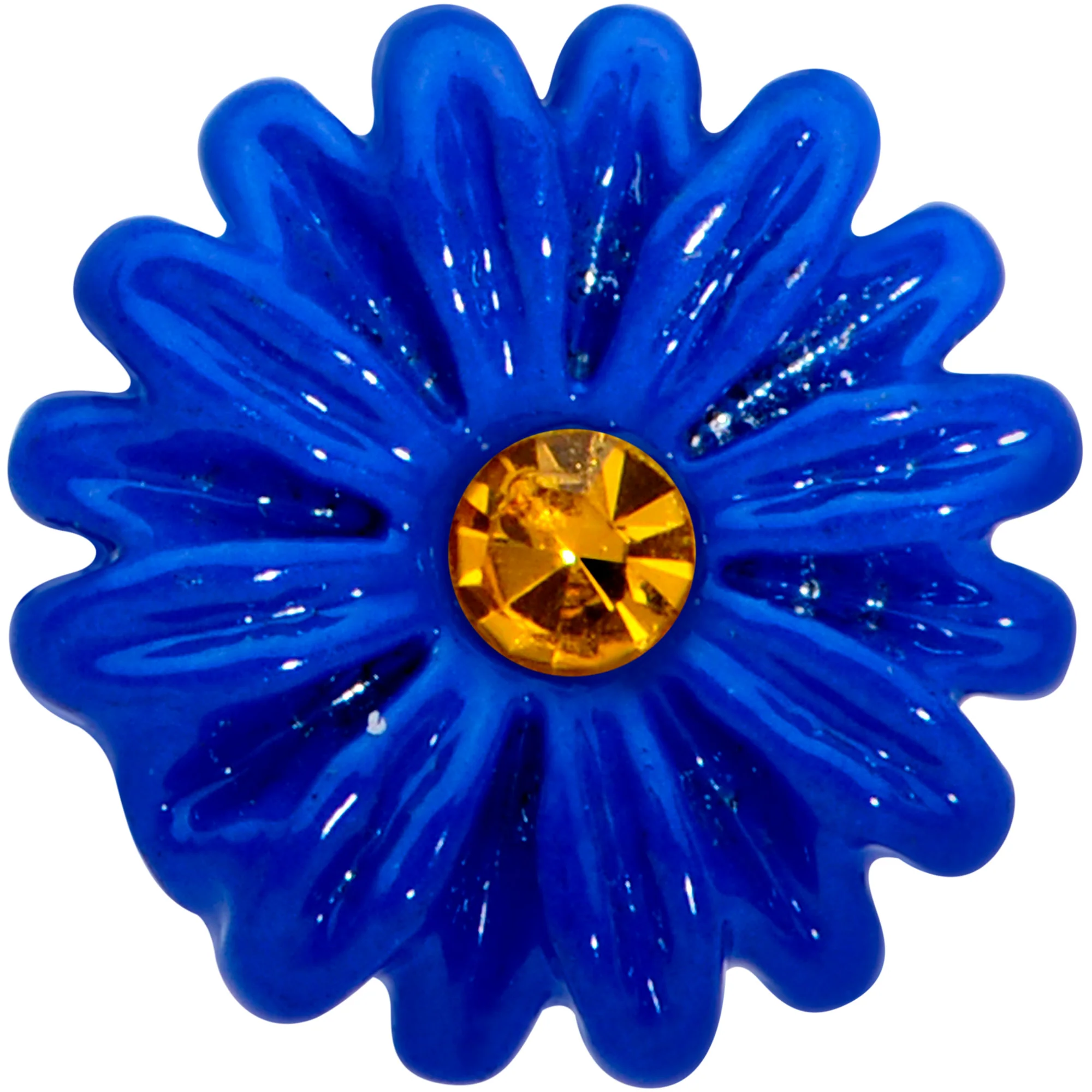 16G 5/16 Yellow Gem Blue Sunflower Labret Monroe Tragus - Image 2