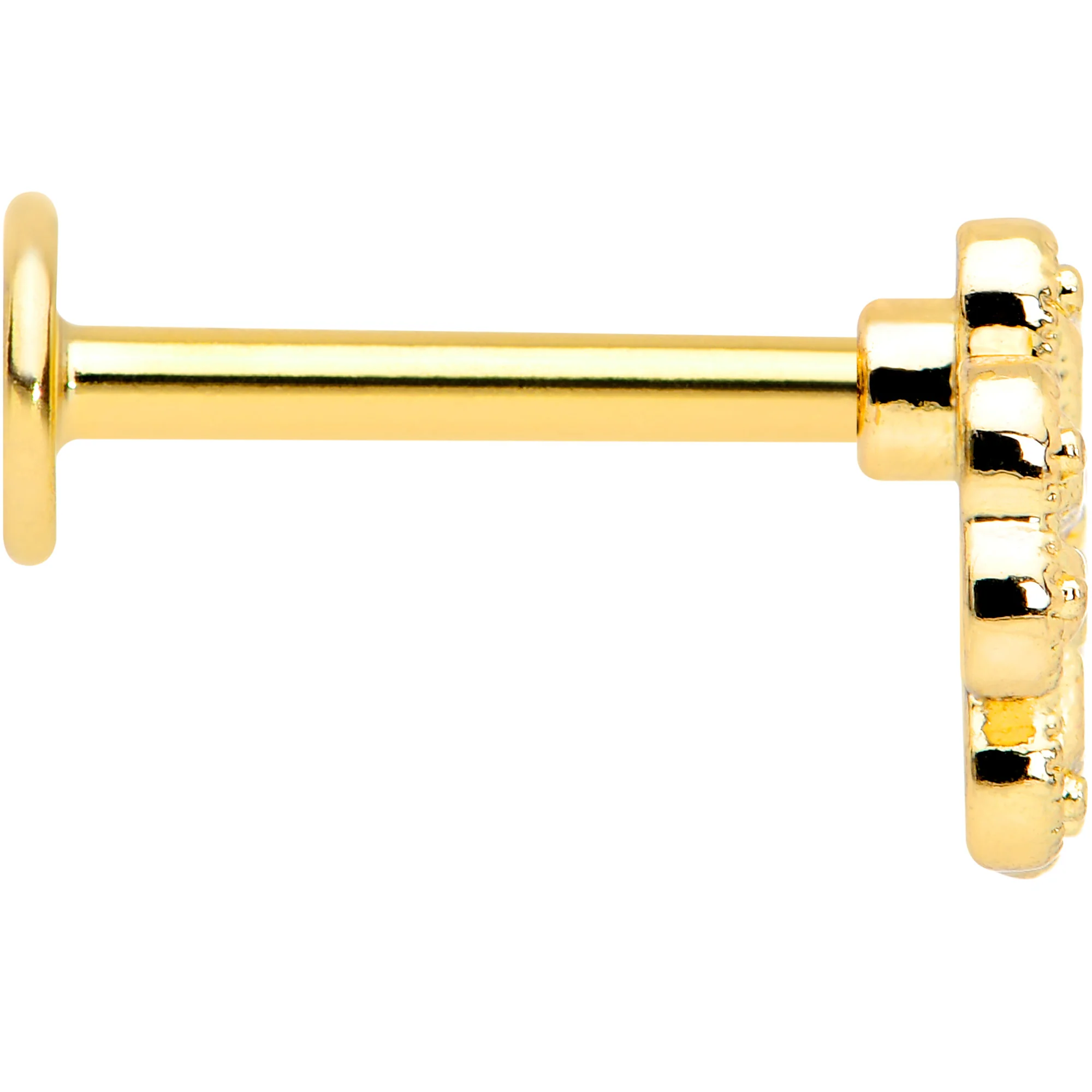 16G 5/16 Yellow Gem Gold Tone Textured Cross Labret Monroe Tragus - Image 3