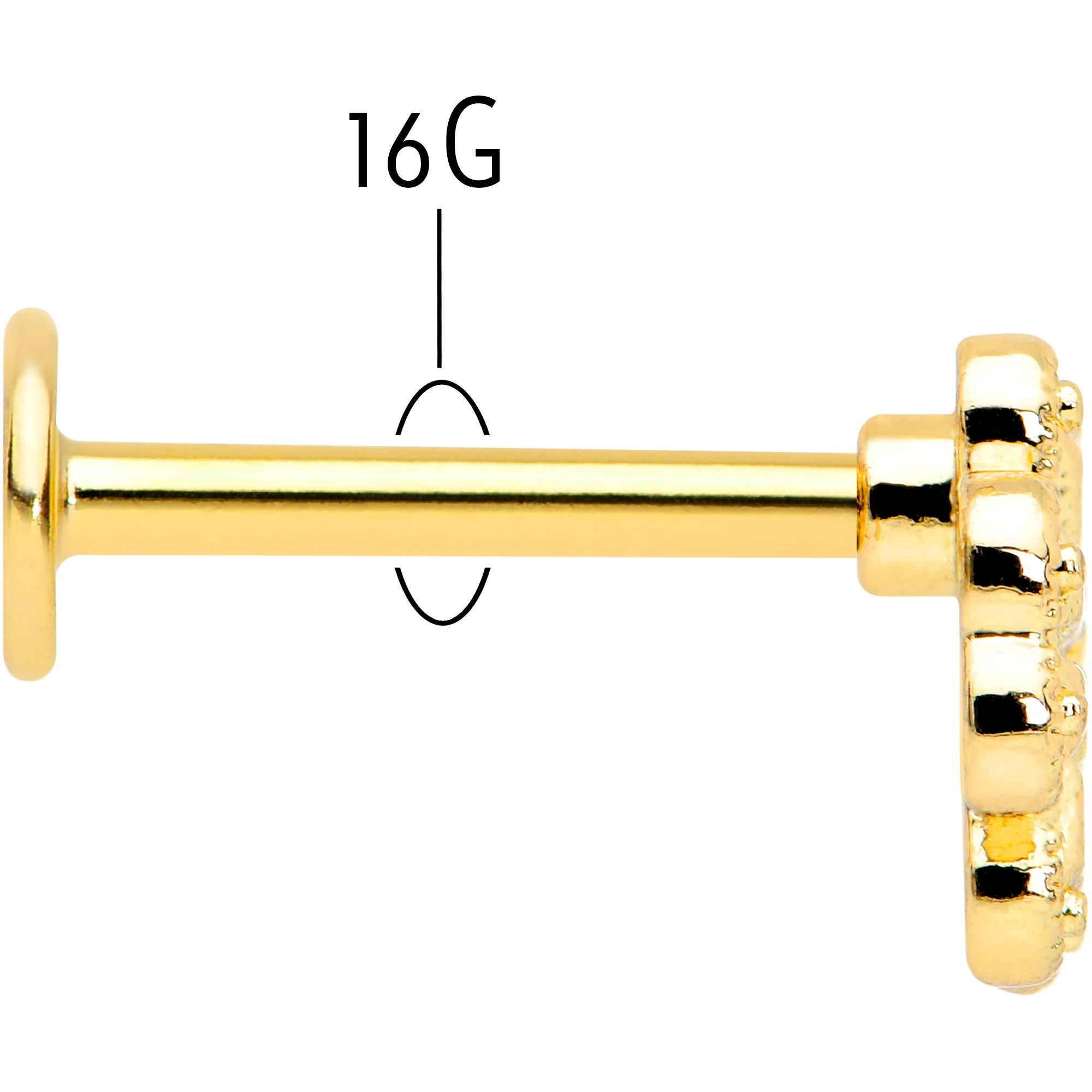 16G 5/16 Yellow Gem Gold Tone Textured Cross Labret Monroe Tragus - Image 5