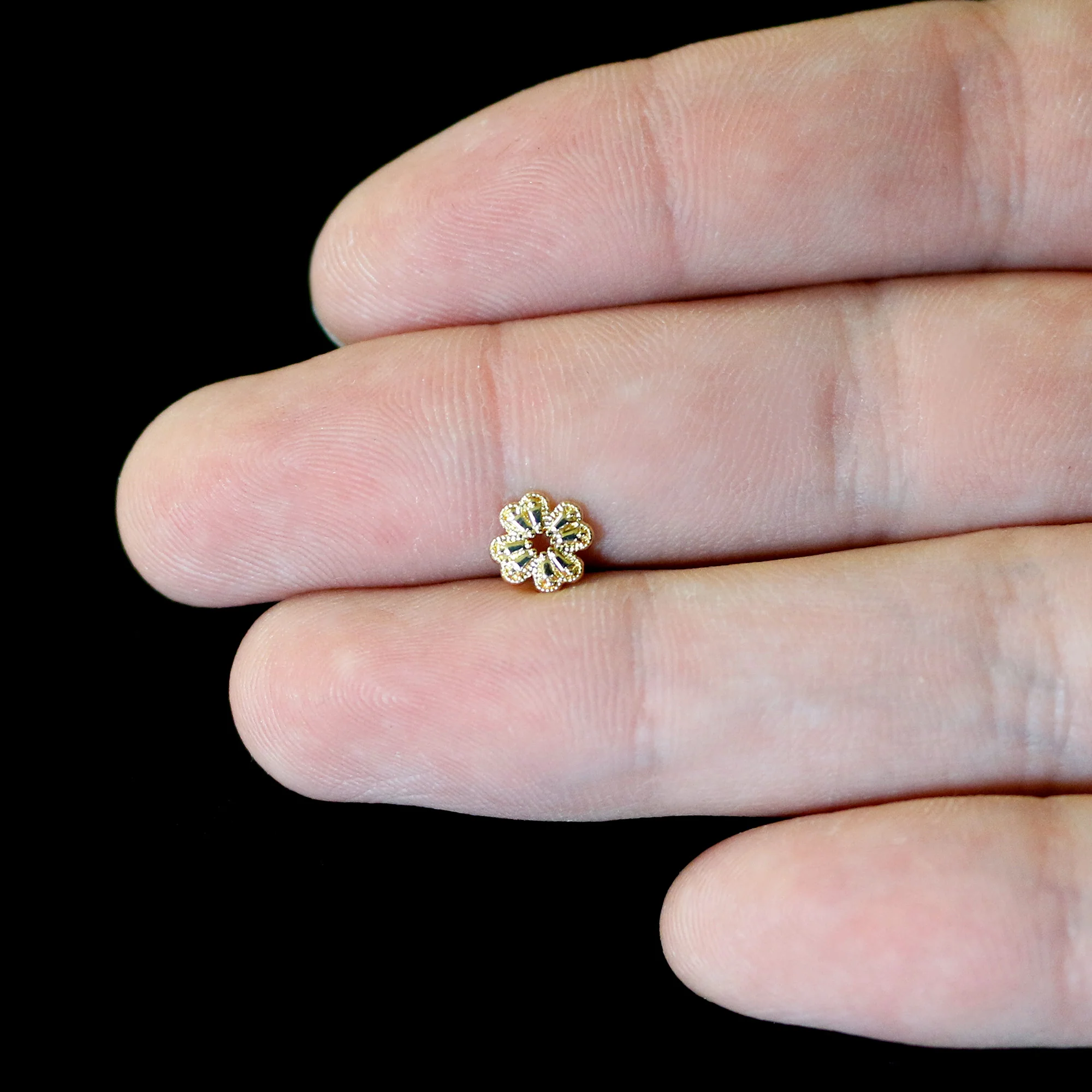 16G 5/16 Yellow Gem Gold Tone Textured Cross Labret Monroe Tragus - Image 7