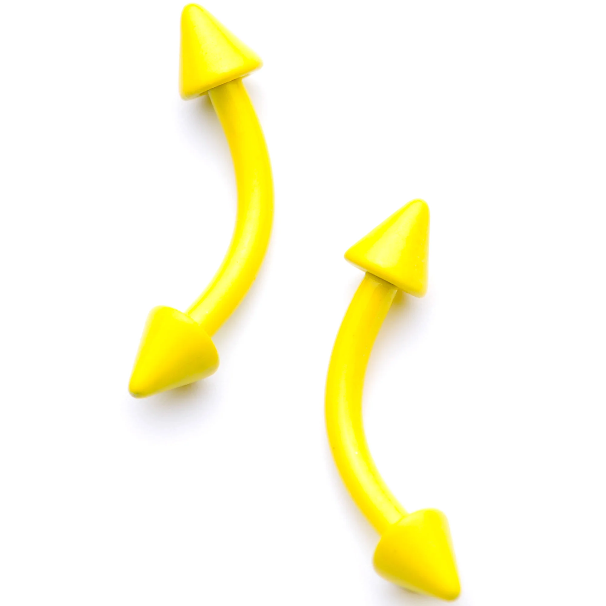 16G 5/16 Yellow Glow in the Dark Cone End Curved Barbell Set of 2 - Image 3