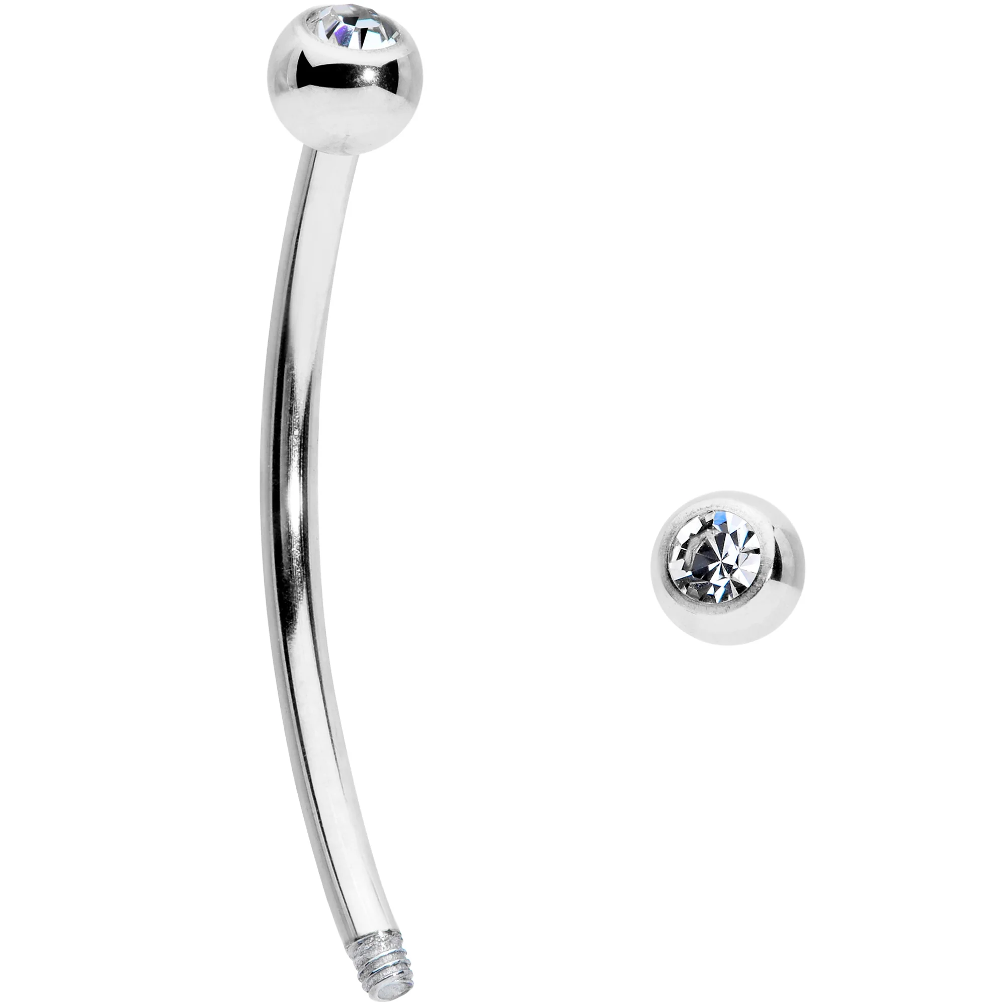 16G 5/8 Clear Gem Ball End Curved Barbell - Image 2