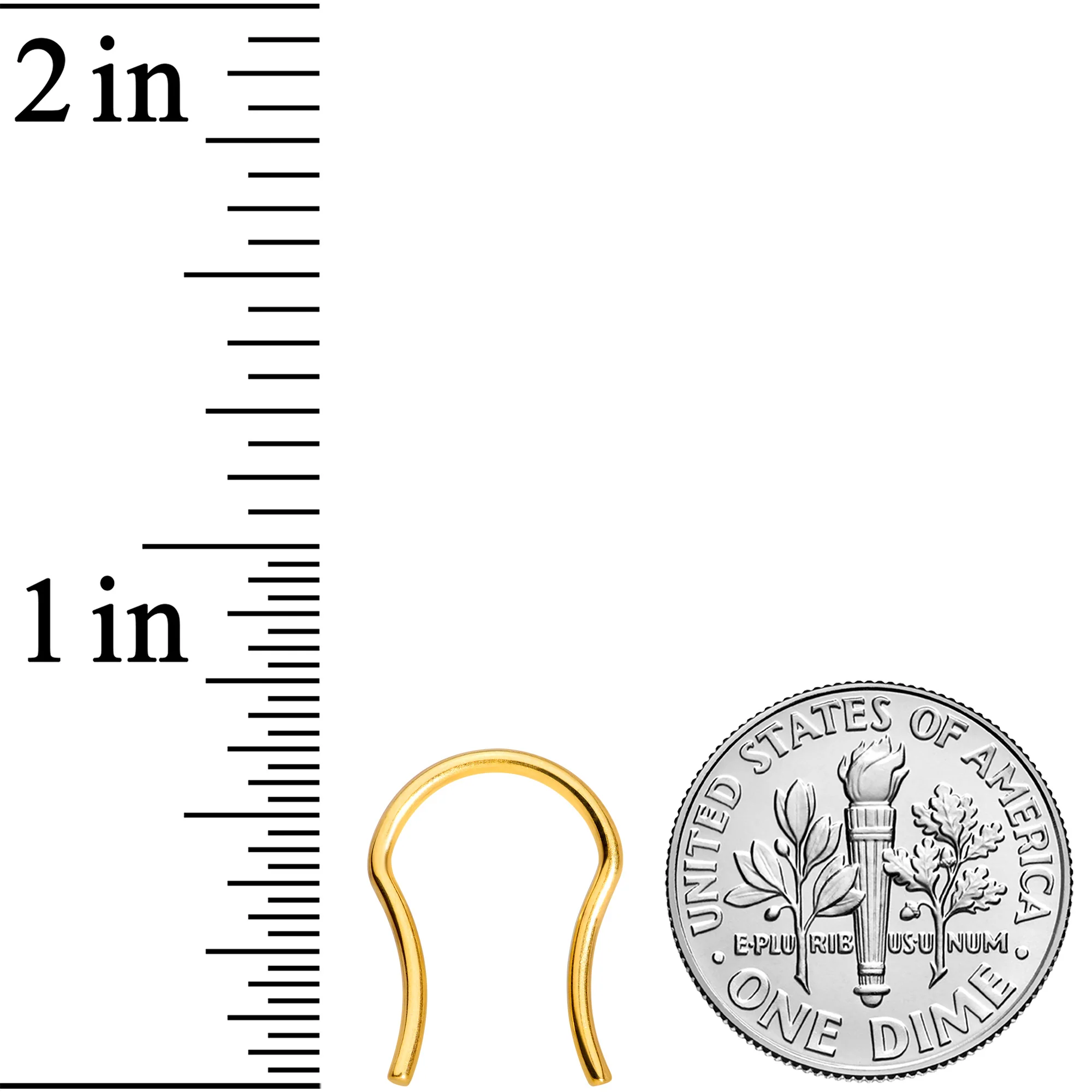 16G 5/8 Gold Tone ASTM F-136 Implant Grade Titanium Septum Retainer - Image 2