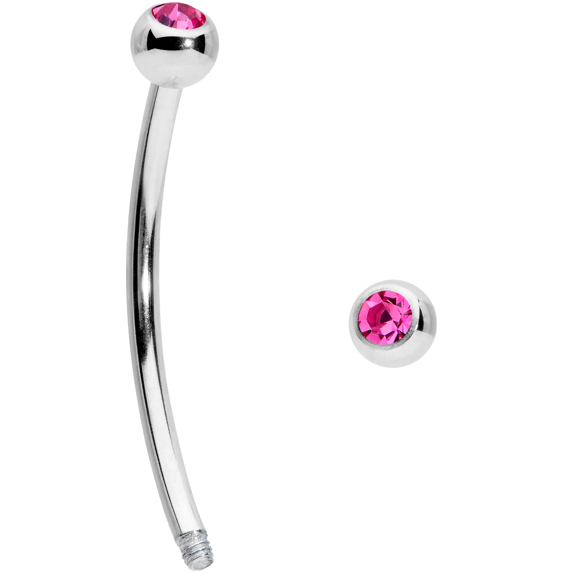 16G 5/8 Pink Gem Ball End Curved Barbell - Image 2