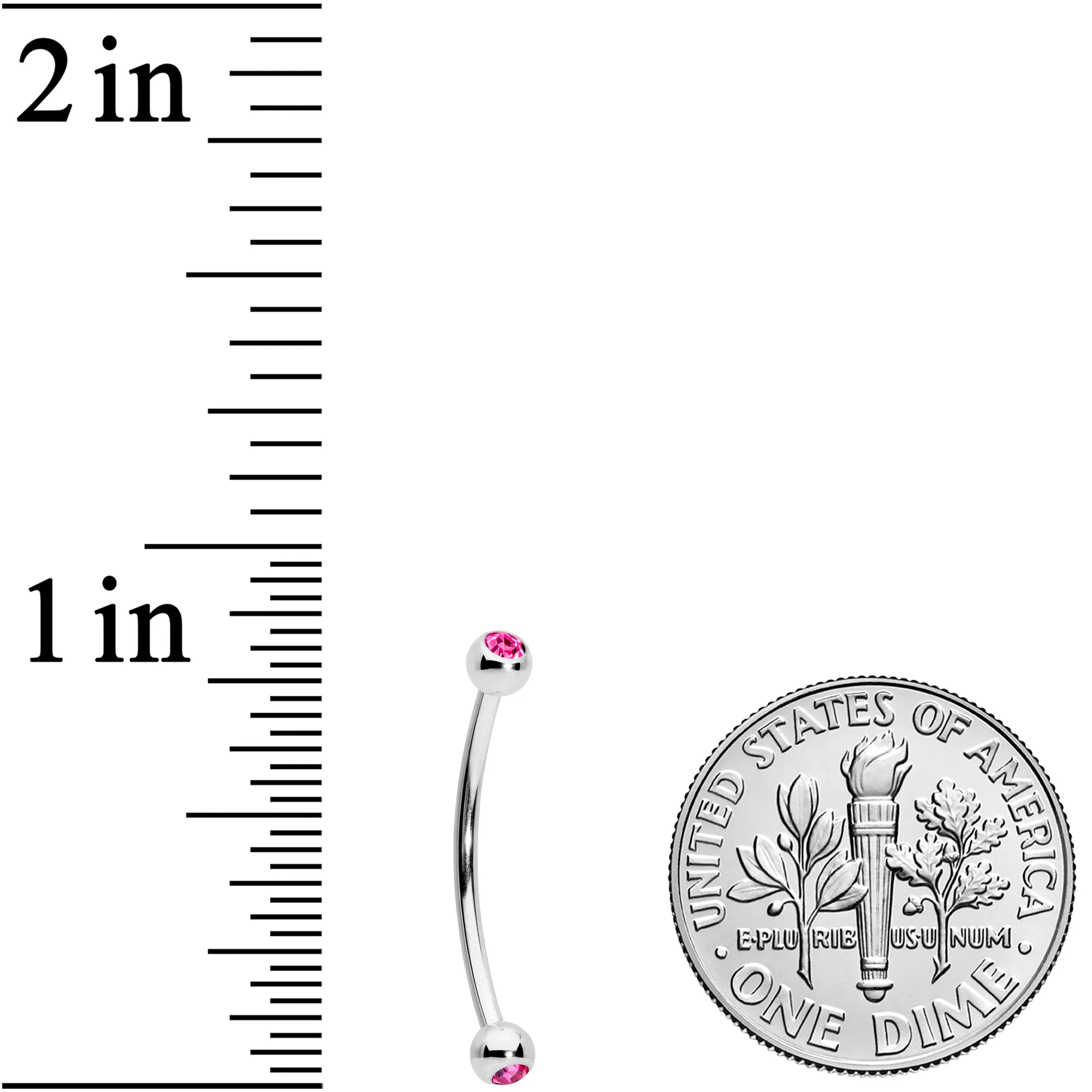 16G 5/8 Pink Gem Ball End Curved Barbell - Image 3