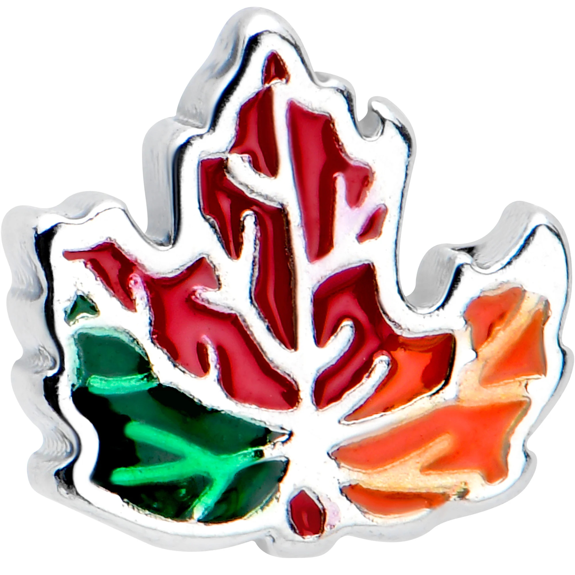 16G 5/16 Autumn Tricolor Maple Leaf Cartilage Tragus Earring - Image 2