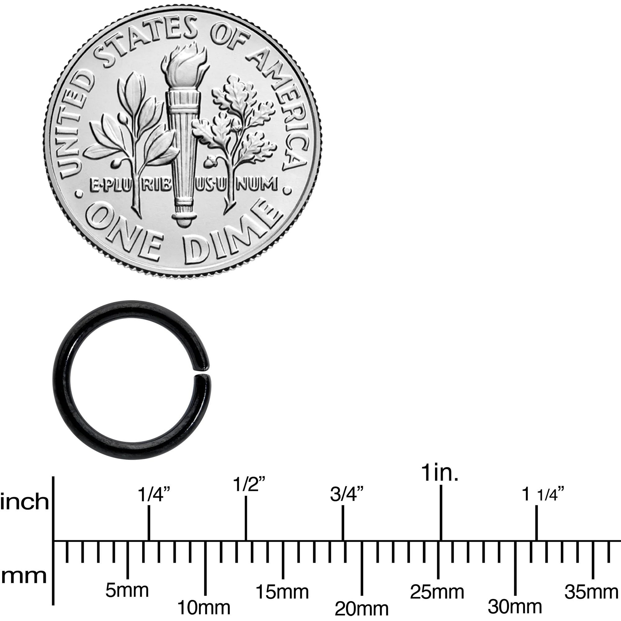 16G 5/16 Black Anodized Seamless Cartilage Ring Set of 12 - Image 3