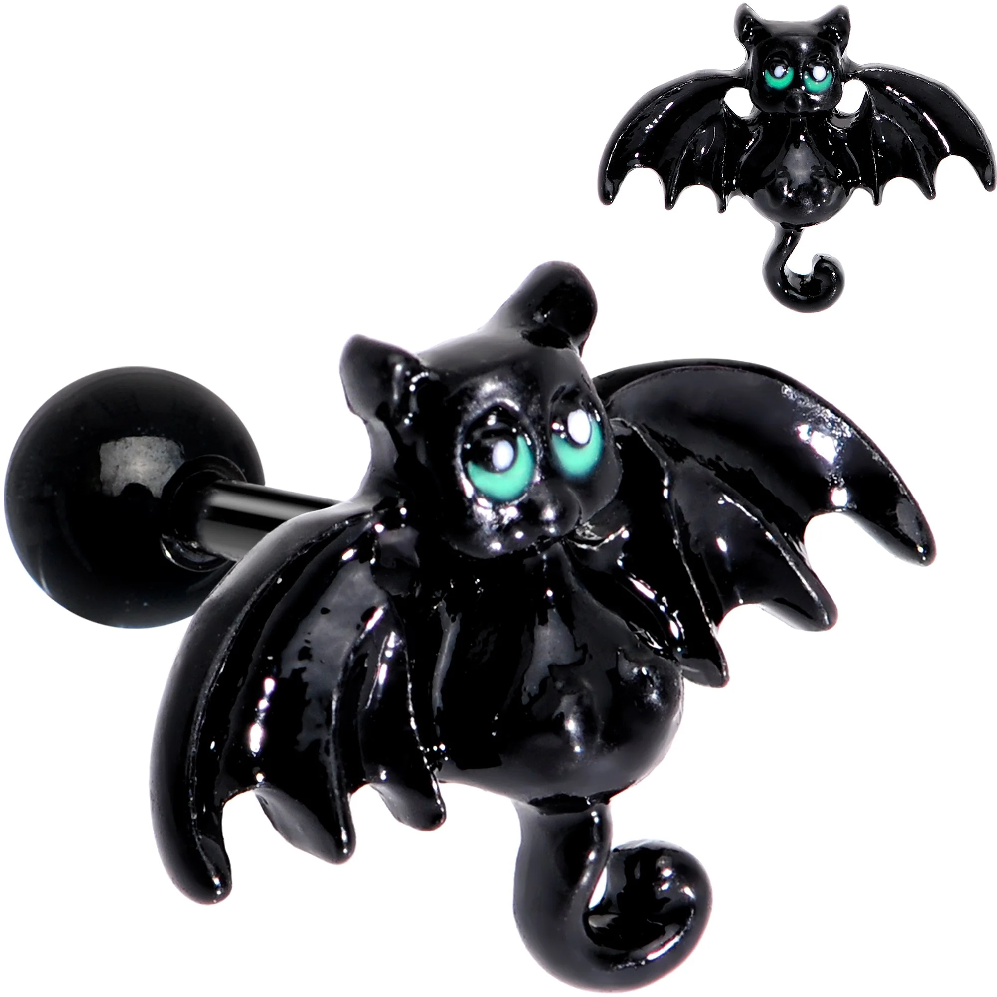 16G 5/16 Black Halloween Batty Bat Cartilage Tragus Earring - Image 4