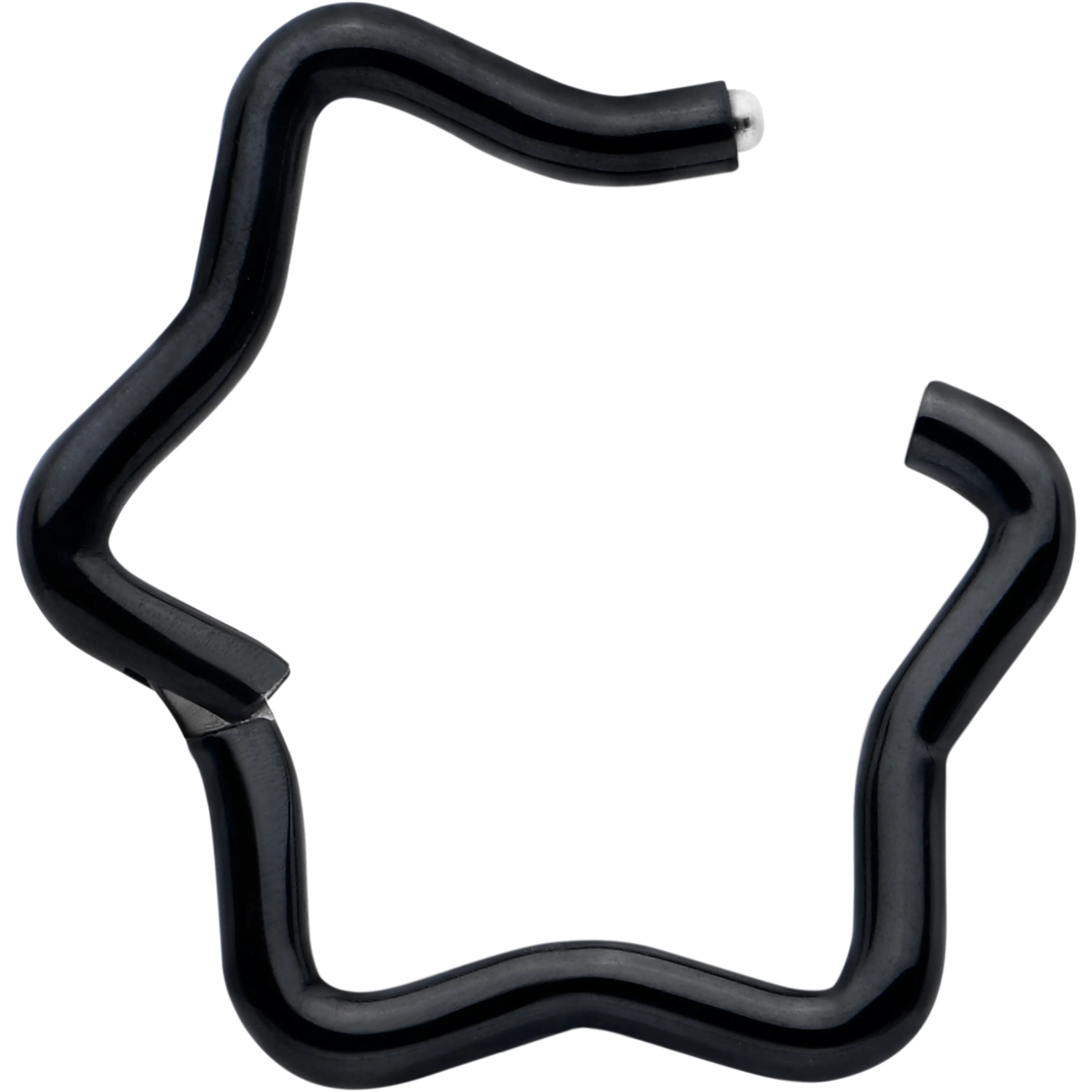 16G 5/16 Black Star Shaped Hinged Segment Ring - Image 2