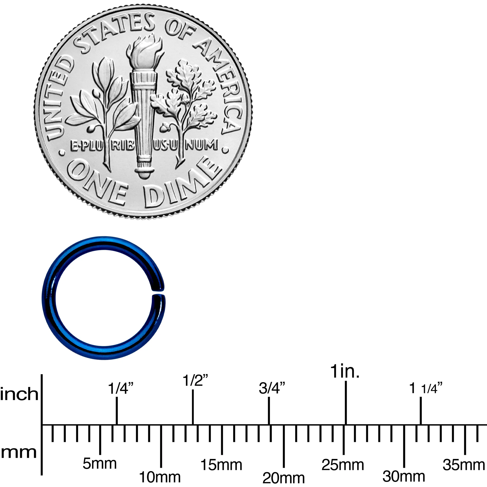 16G 5/16 Blue Anodized Seamless Cartilage Ring Set of 12 - Image 3