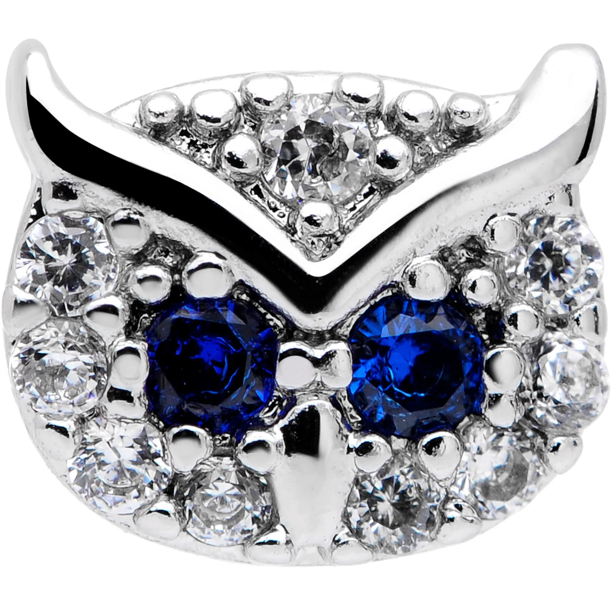 16G 5/16 Blue Clear CZ Gem Wise Owl Labret Moroe Tragus - Image 2