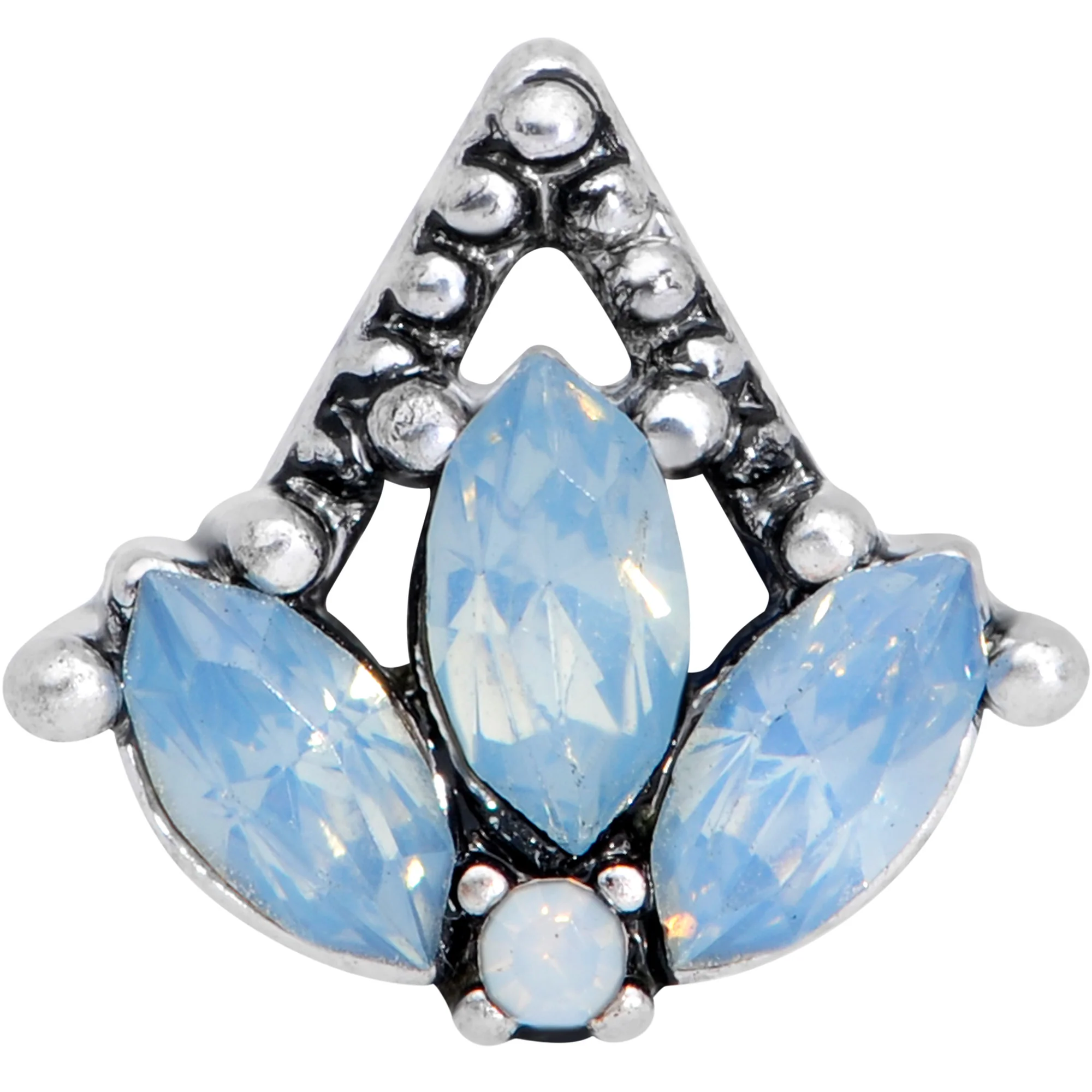 16G 5/16 Blue Faux Opal Triad Labret Monroe Tragus - Image 3