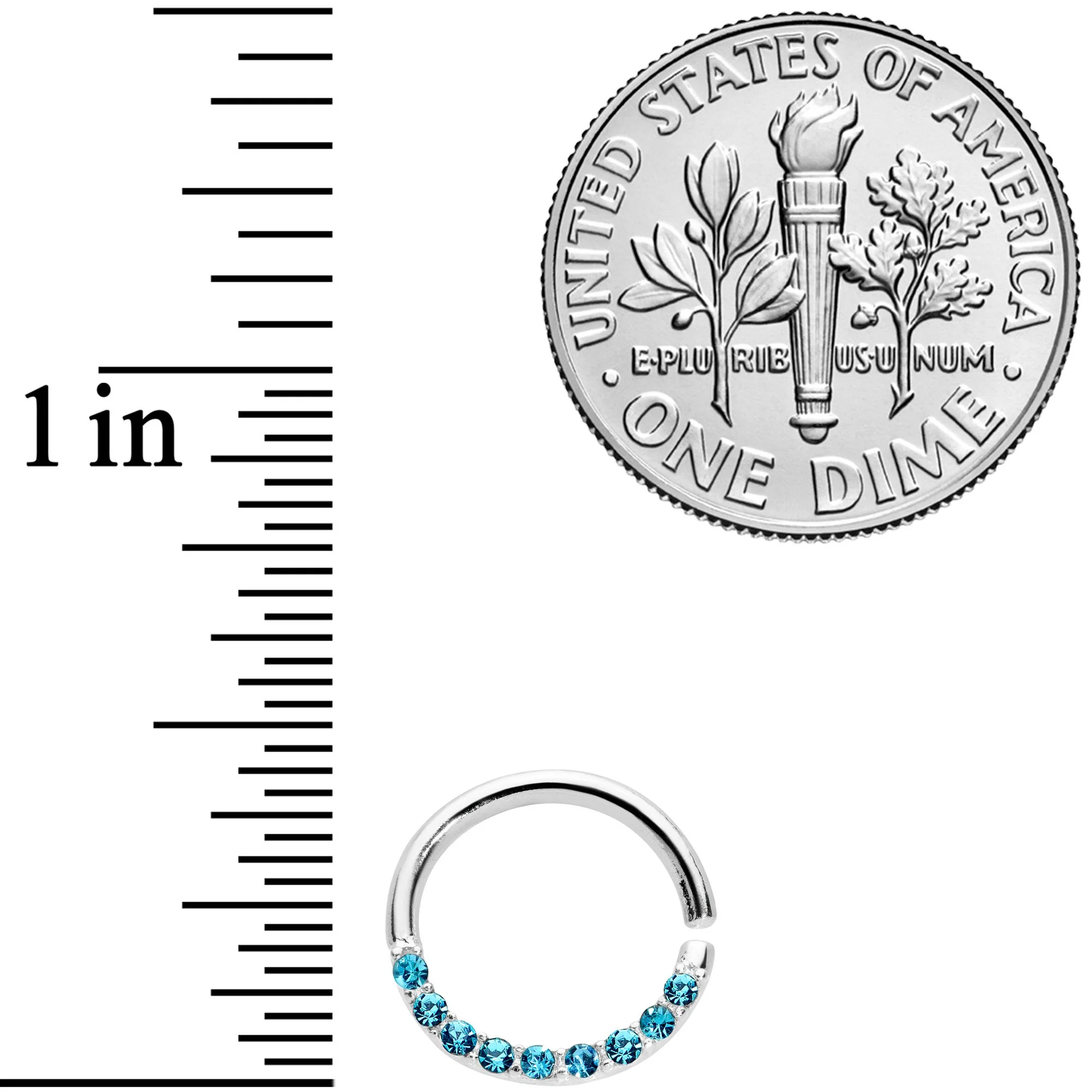 16G 5/16 Blue Gem Simple Elegance Seamless Circular Ring - Image 2