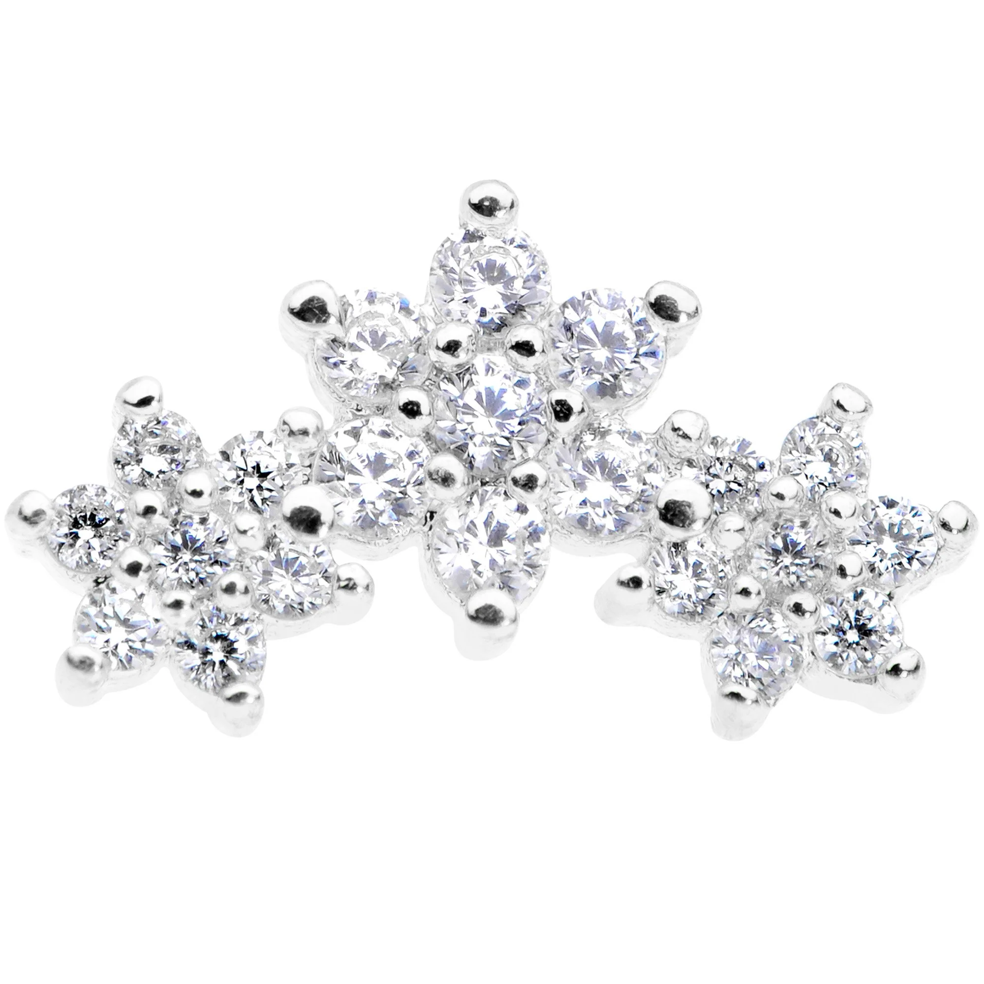 16G 5/16 Clear CZ Flowers Cartilage Tragus Earring - Image 2