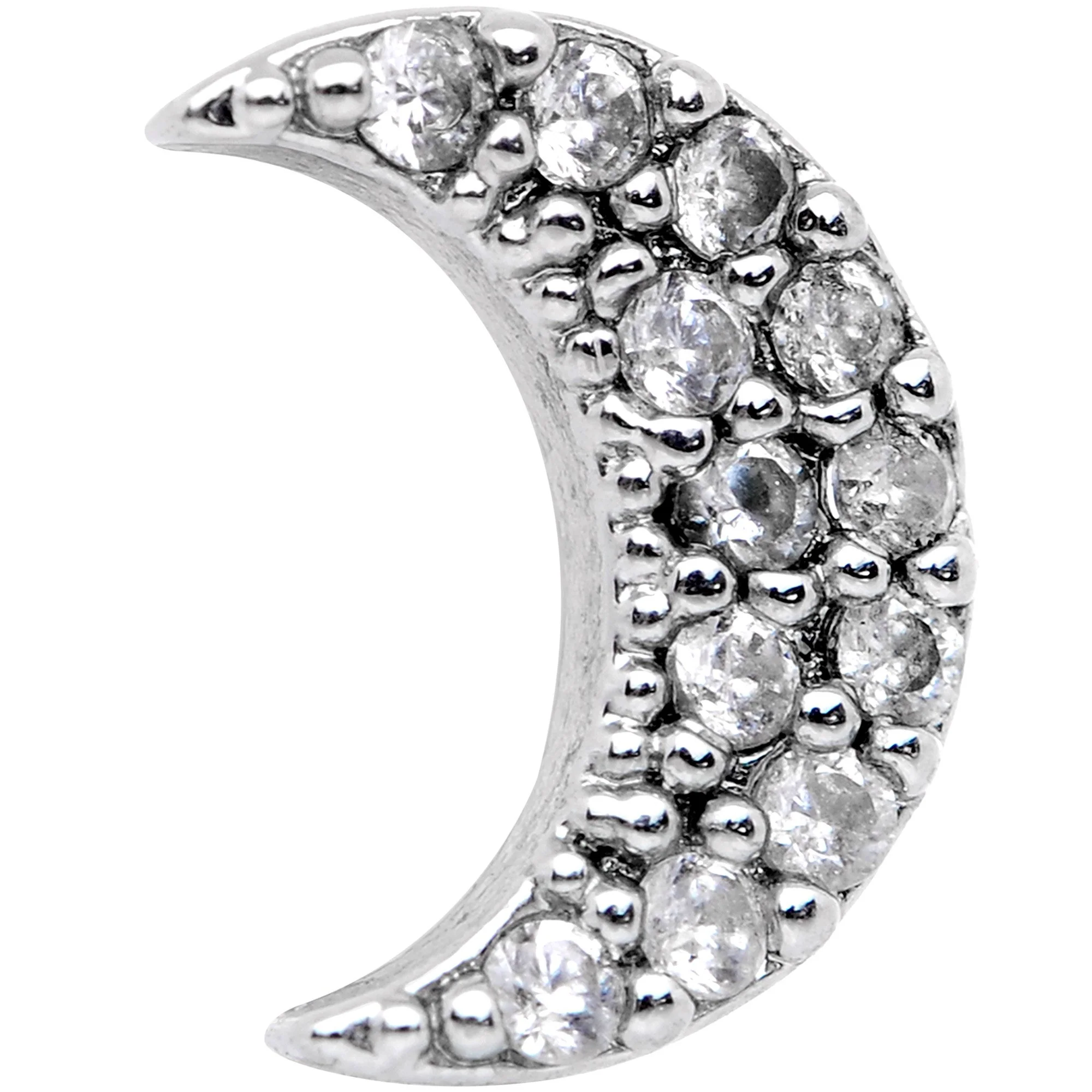 16G 5/16 Clear CZ Gem Crescent Moon Labret Monroe Tragus - Image 2