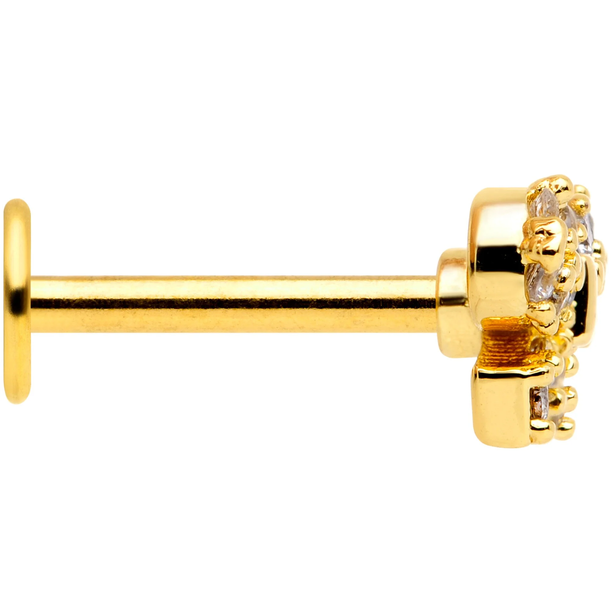 16G 5/16 Clear CZ Gem Gold Tone Holiday Bow Labret Monroe Tragus - Image 3