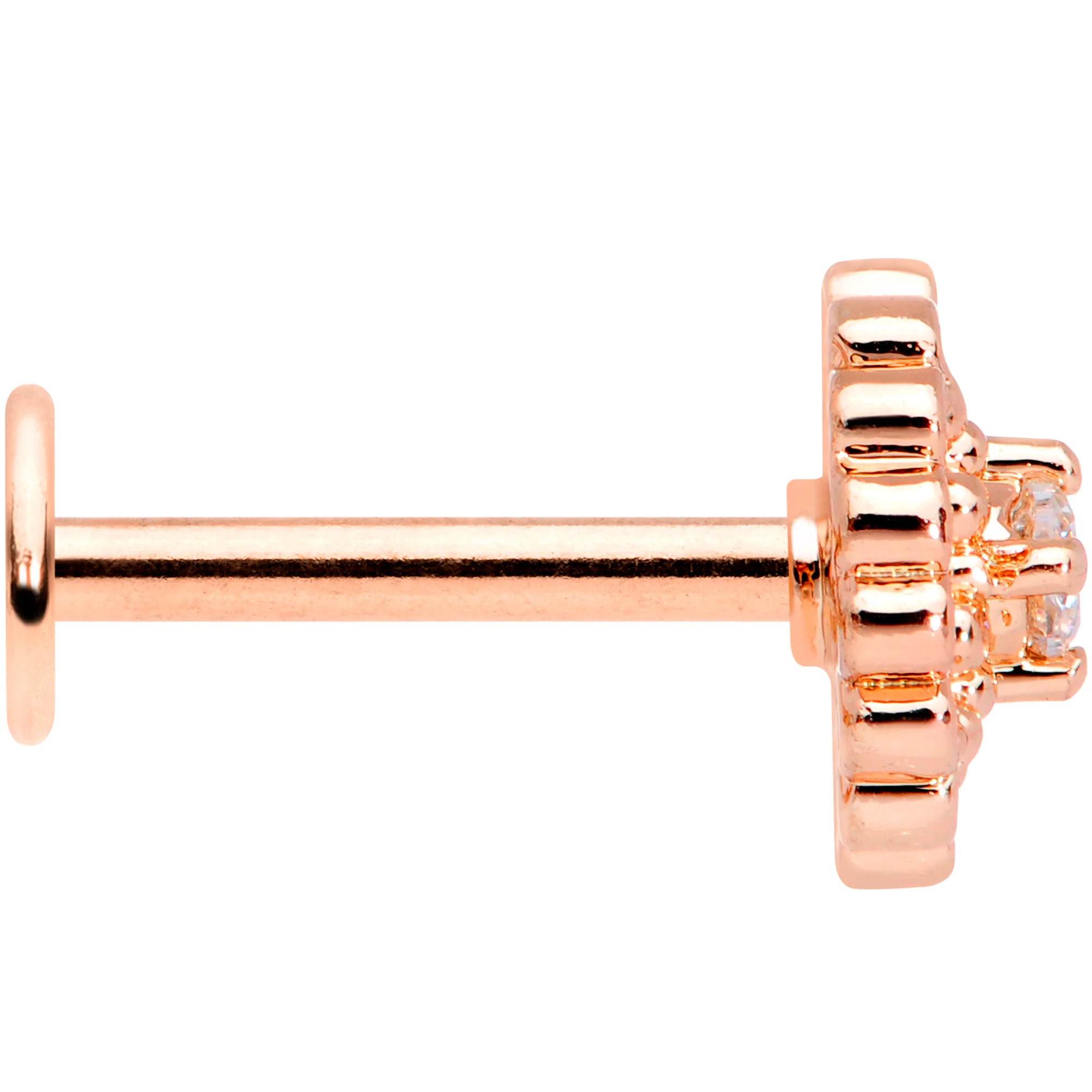 16G 5/16 Clear CZ Rose Gold Tone Hearts Labret Monroe Tragus - Image 5