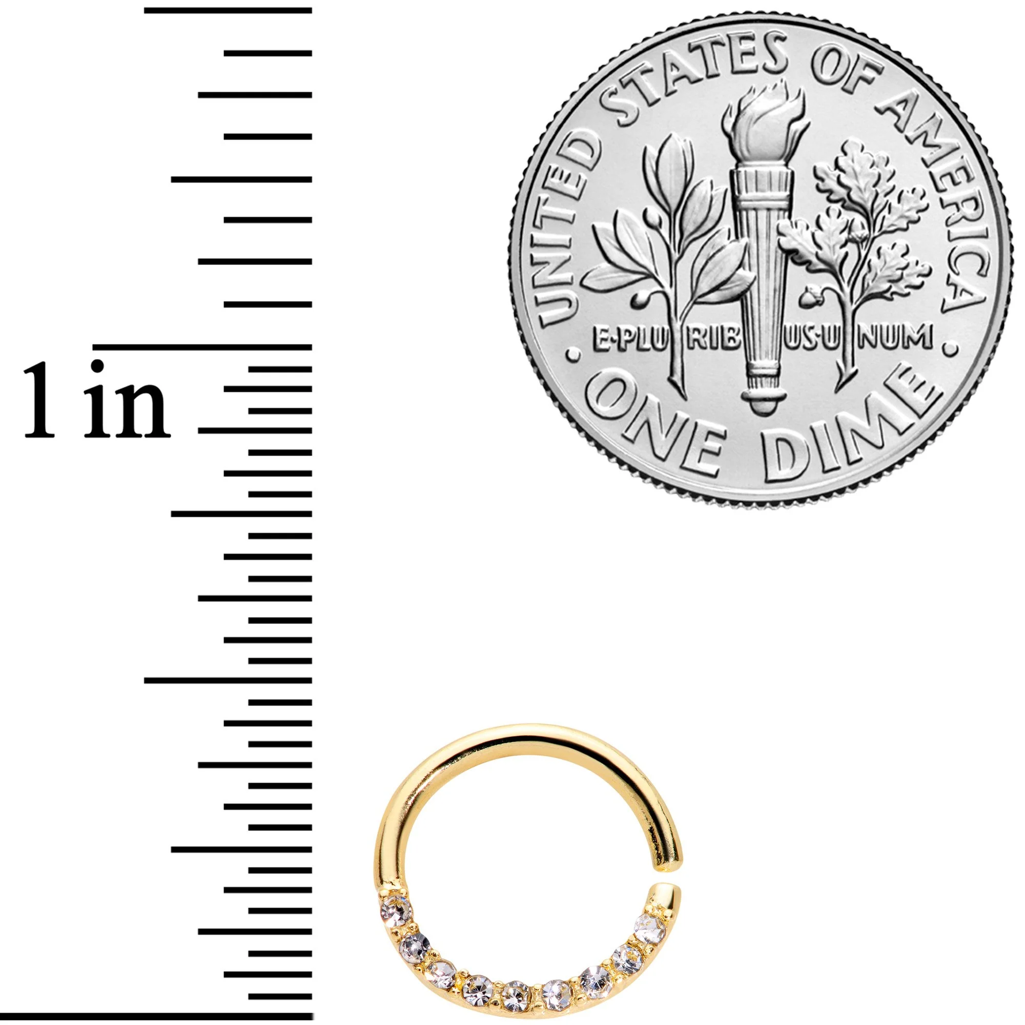 16G 5/16 Clear Gem Gold Tone Simple Elegance Seamless Circular Ring - Image 3