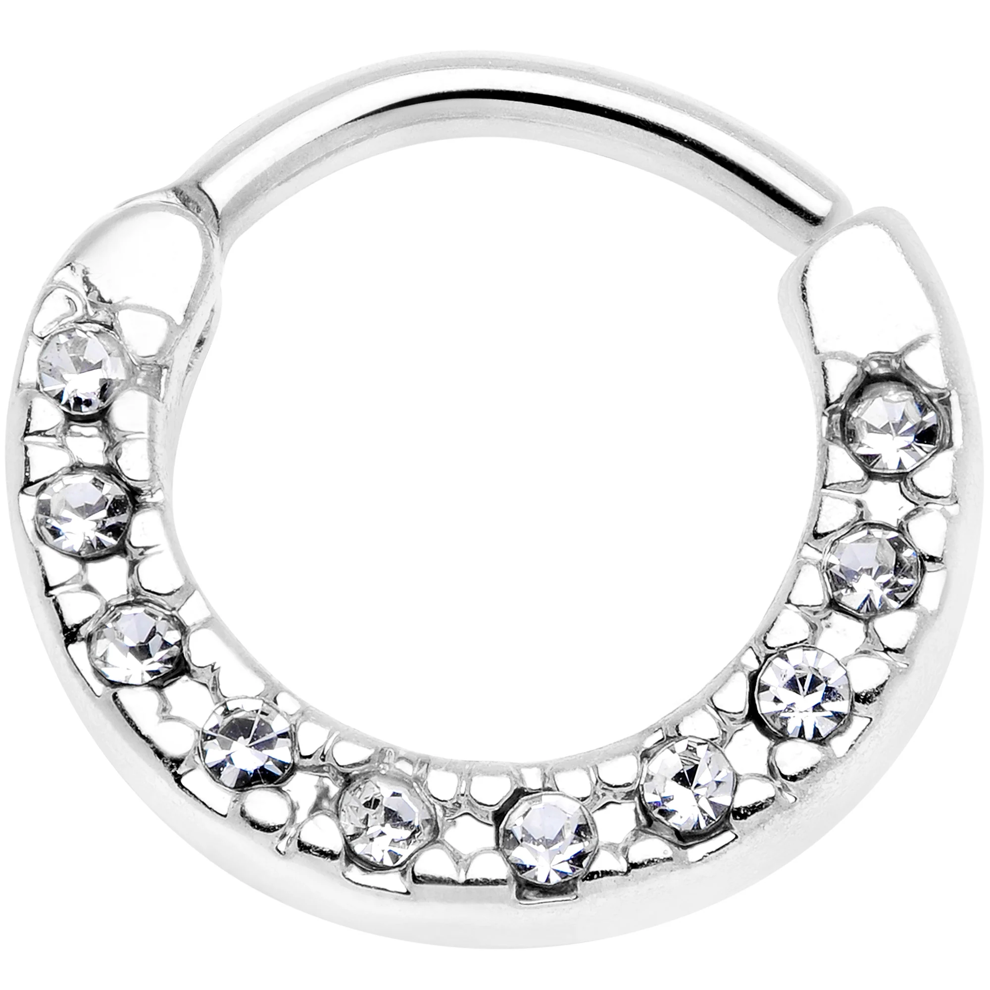 16G 5/16 Clear Gem Paved Cartilage Clicker
