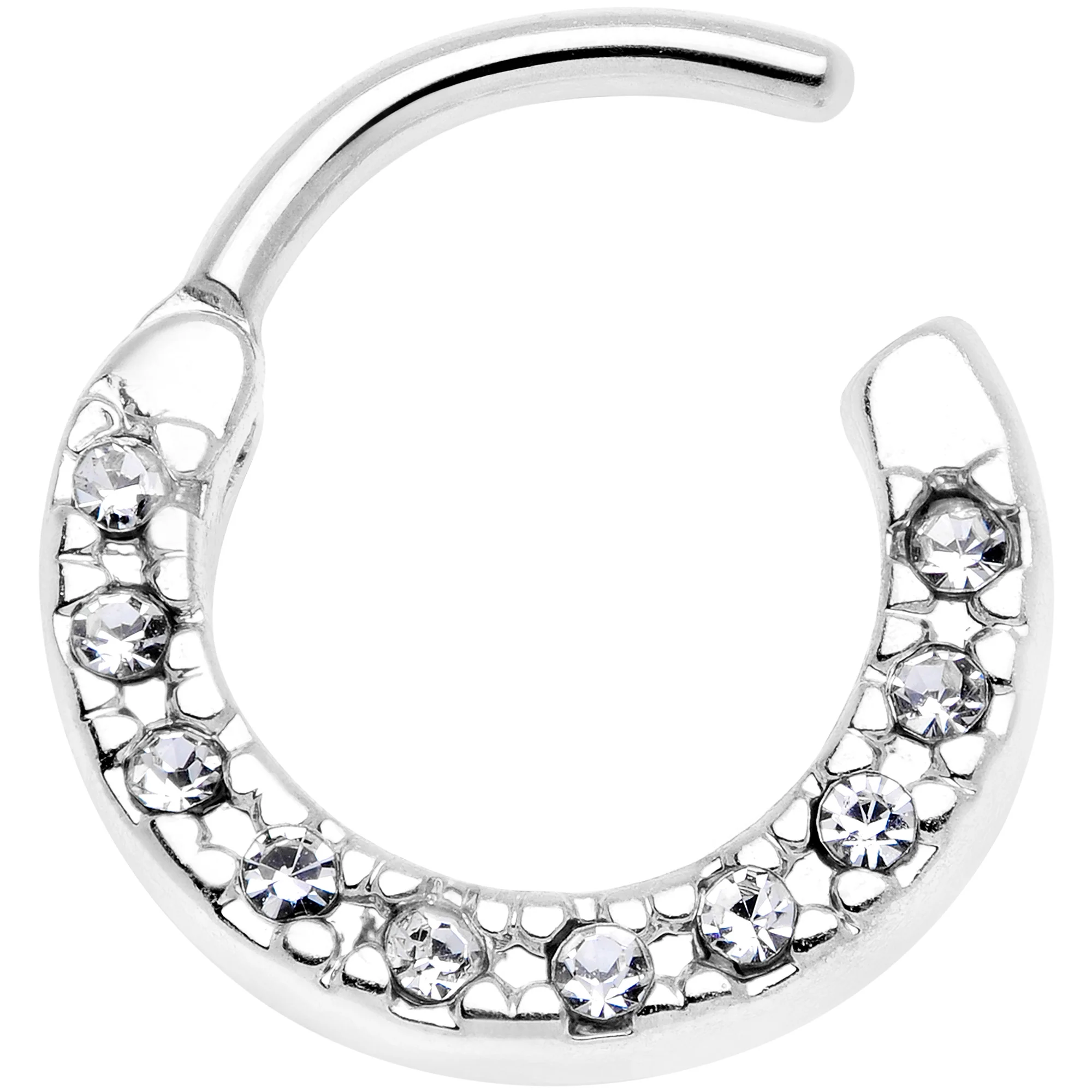 16G 5/16 Clear Gem Paved Cartilage Clicker - Image 2