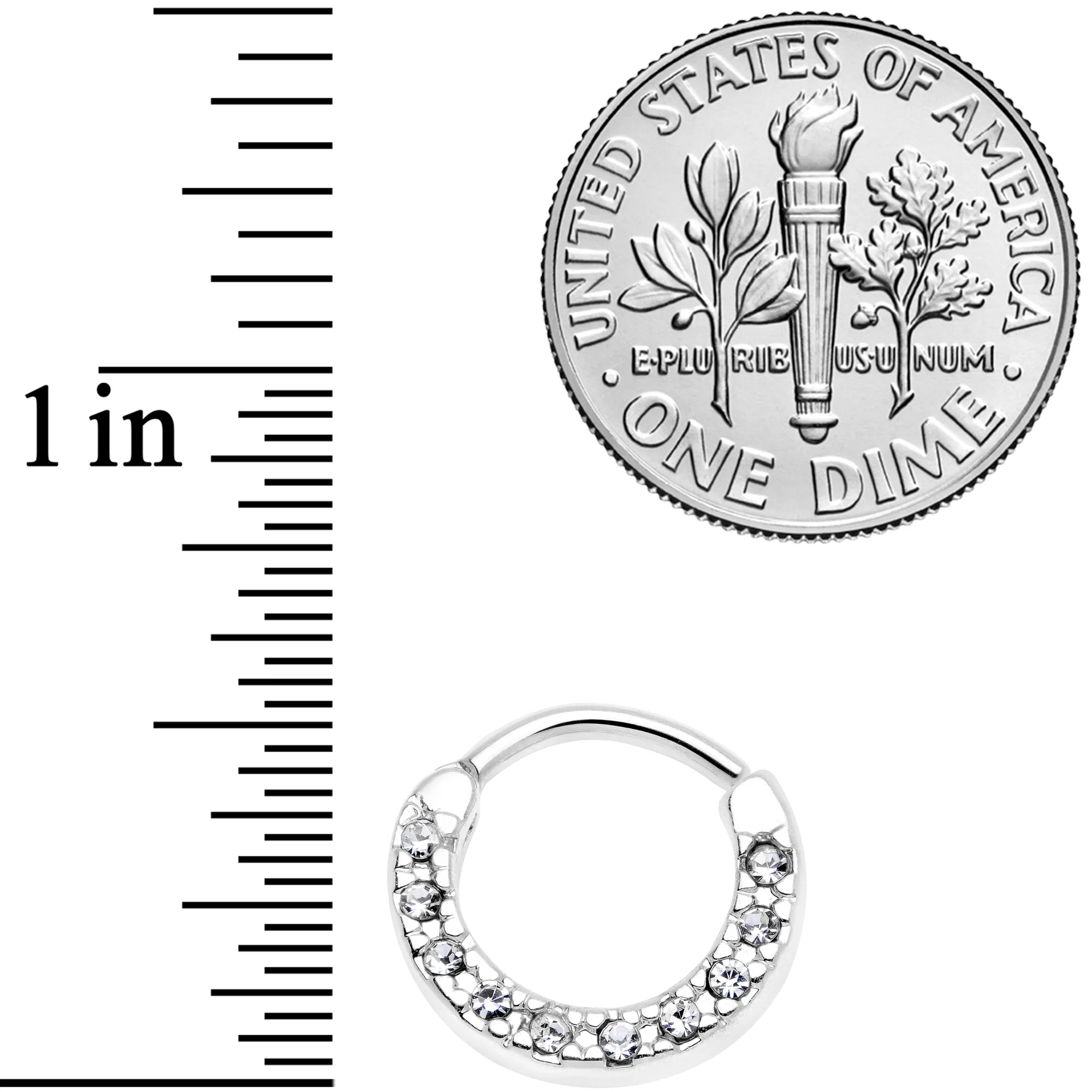 16G 5/16 Clear Gem Paved Cartilage Clicker - Image 3