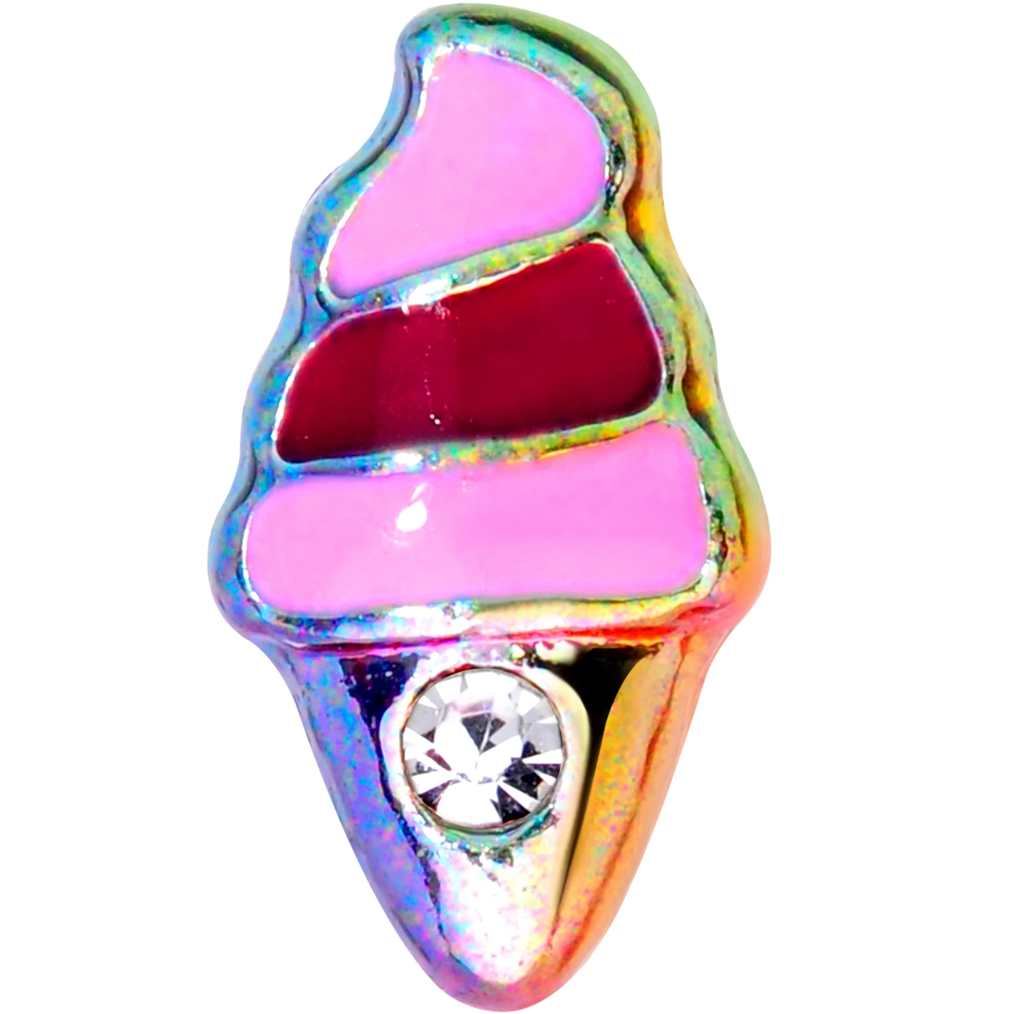 16G 5/16 Clear Gem Rainbow Ice Cream Cone Labret Monroe Tragus - Image 2