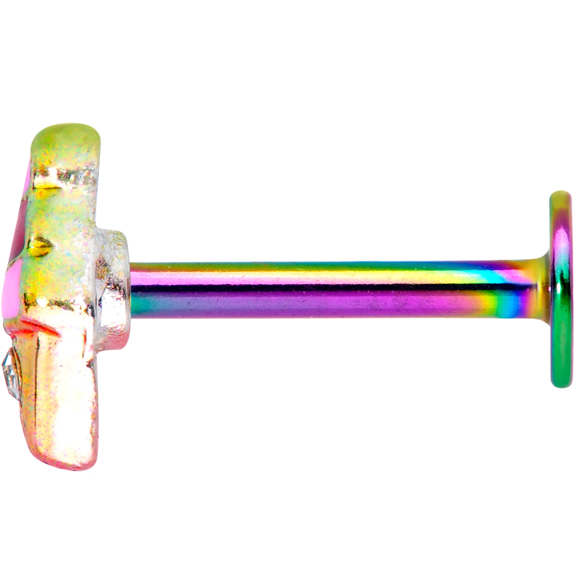 16G 5/16 Clear Gem Rainbow Ice Cream Cone Labret Monroe Tragus - Image 3