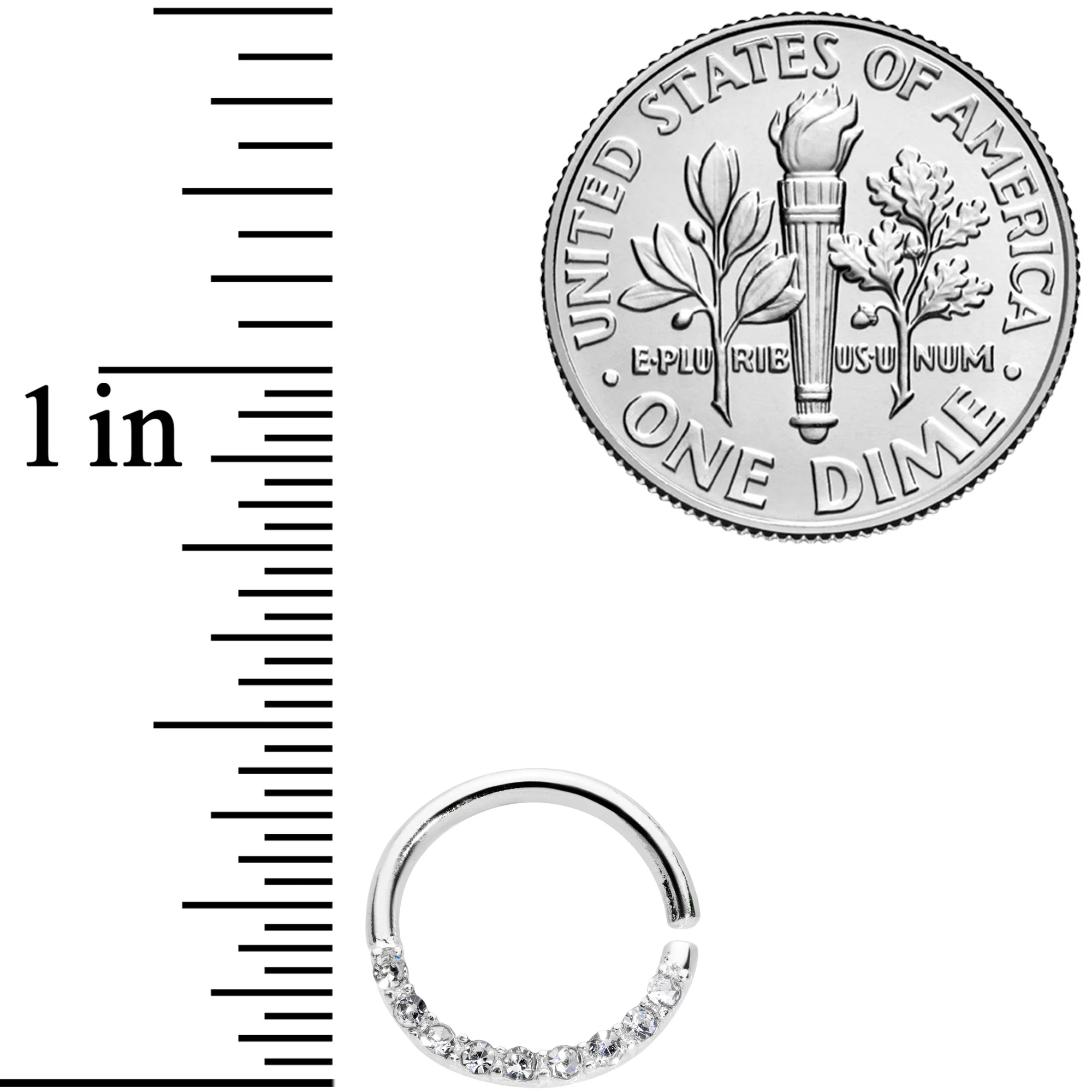 16G 5/16 Clear Gem Simple Elegance Seamless Circular Ring - Image 3