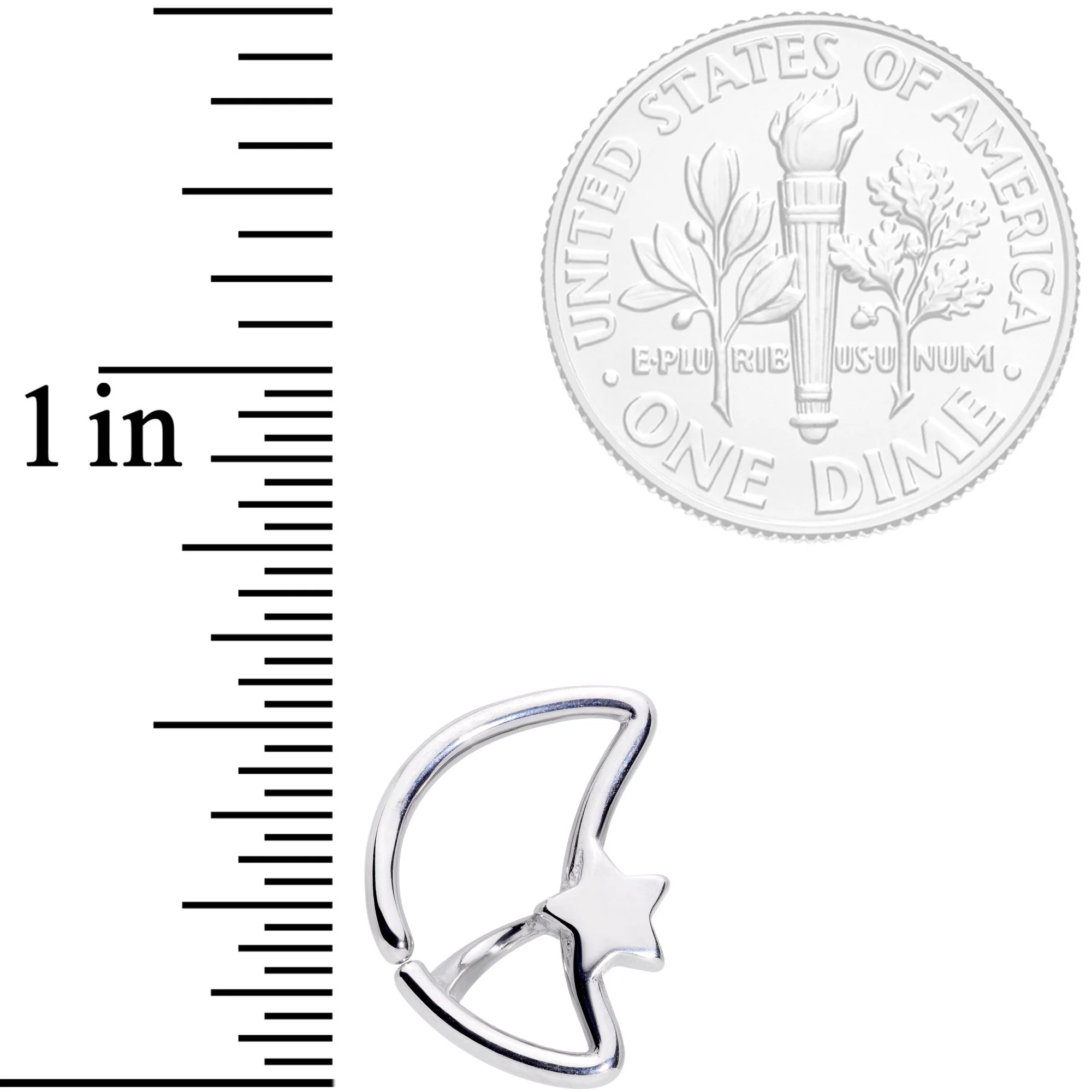 16G 5/16 Crescent Moon and Star Closure Ring - Image 2