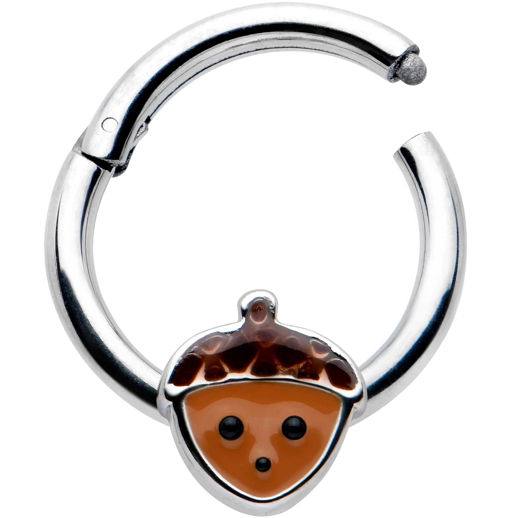 16G 5/16 Fall Acorn Face Brown Autumn Hinged Segment Ring - Image 2