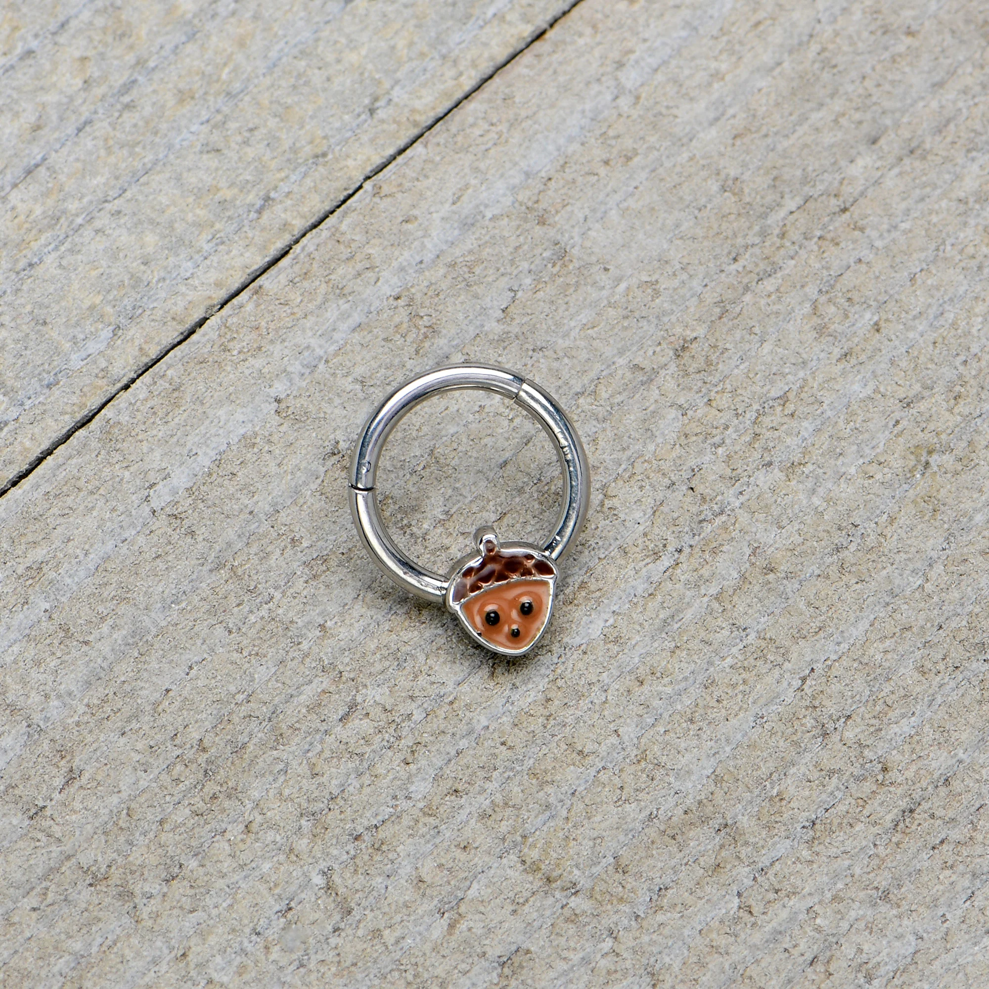 16G 5/16 Fall Acorn Face Brown Autumn Hinged Segment Ring - Image 6