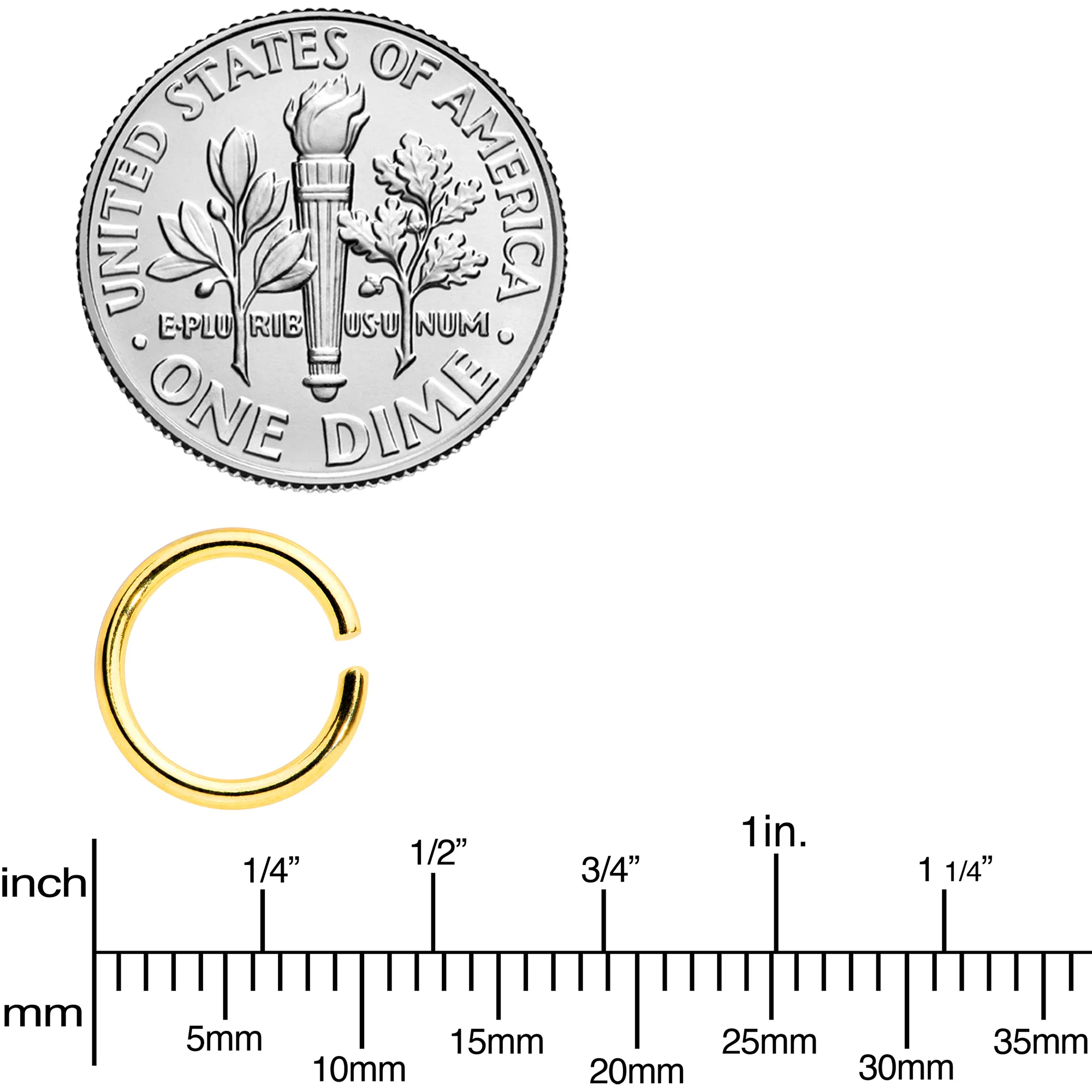 16G 5/16 Gold Tone Anodized Seamless Cartilage Ring Set of 12 - Image 3