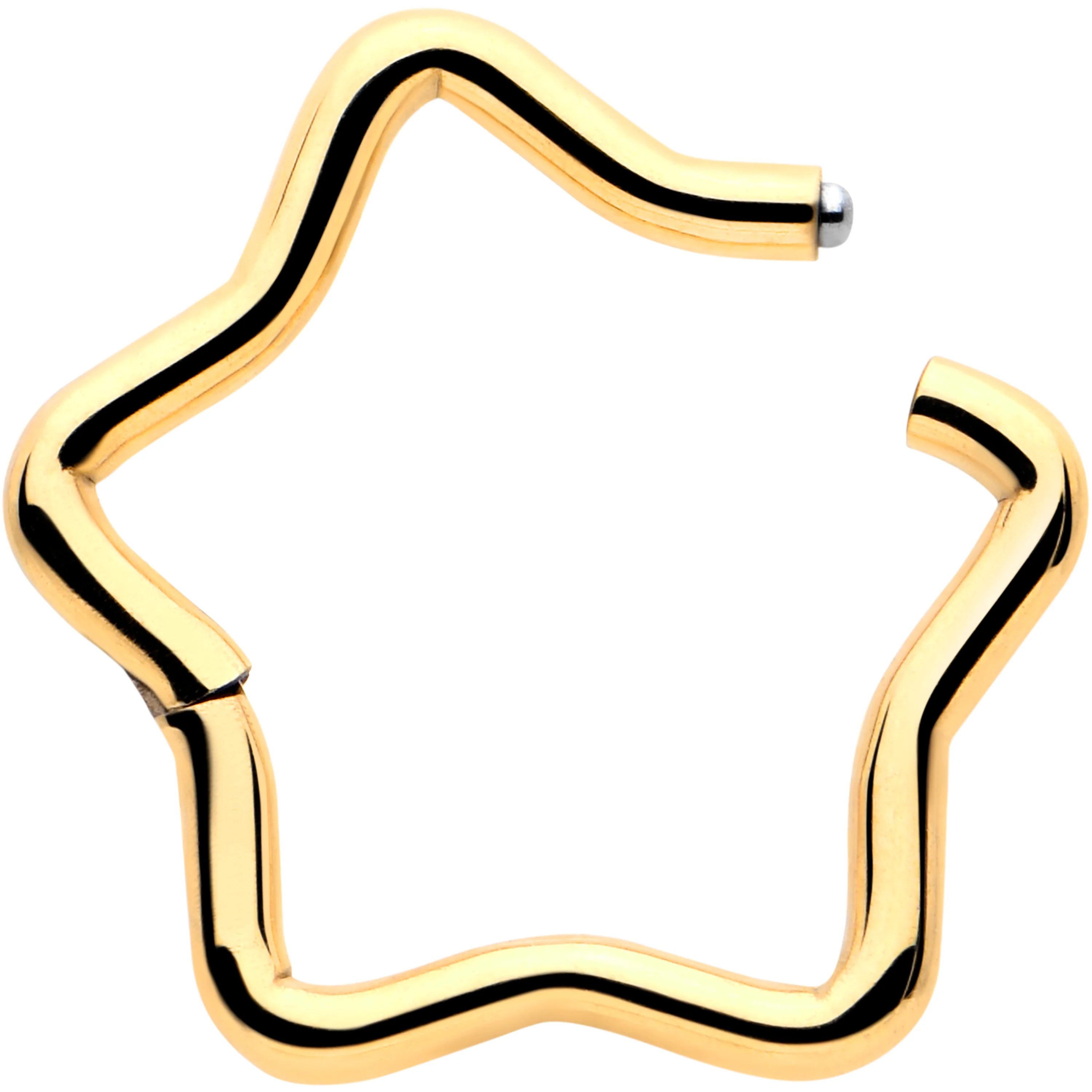 16G 5/16 Gold Tone Star Shaped Hinged Segment Ring - Image 2