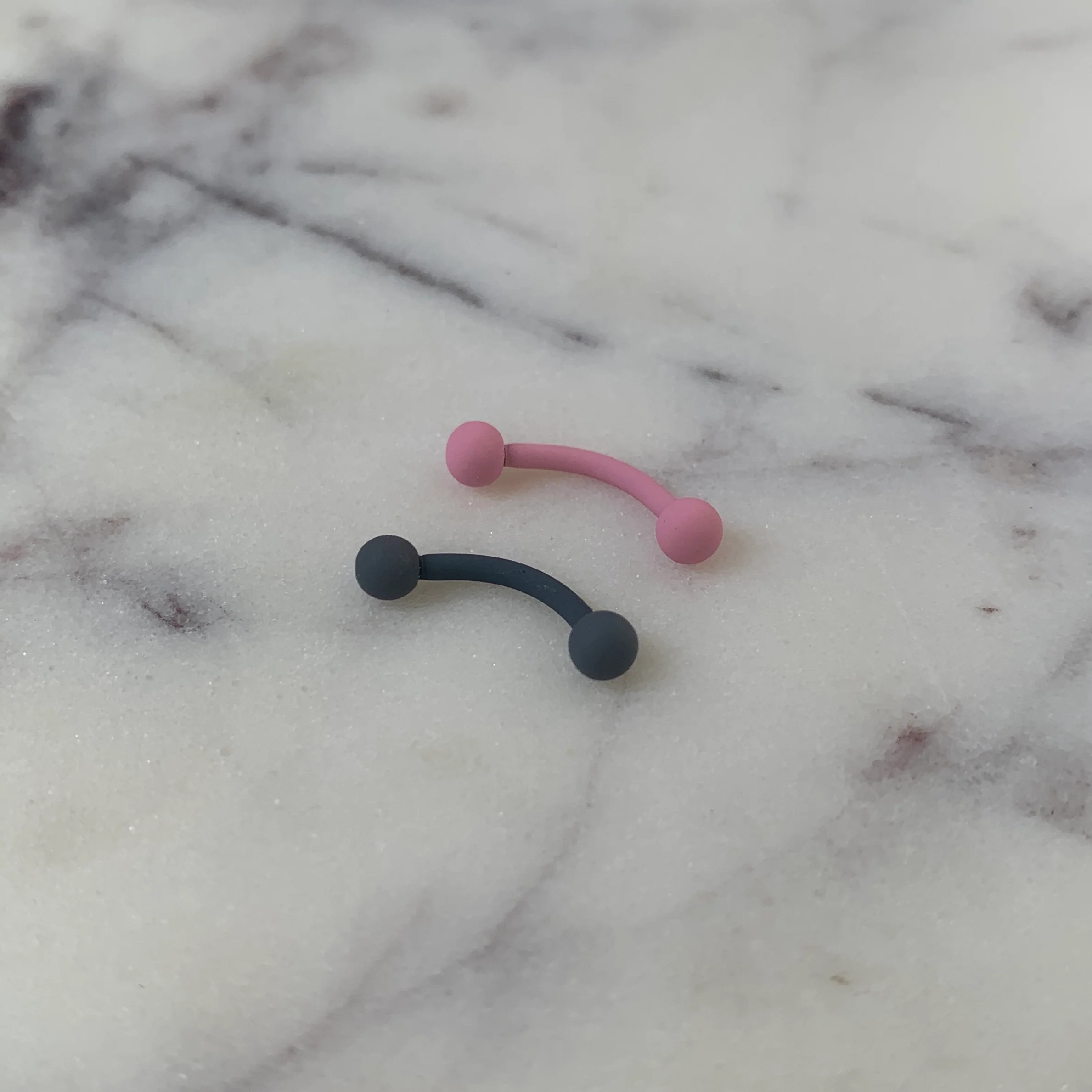 16G 5/16 Grey Acrylic Matte Curved Eyebrow Ring - Image 2
