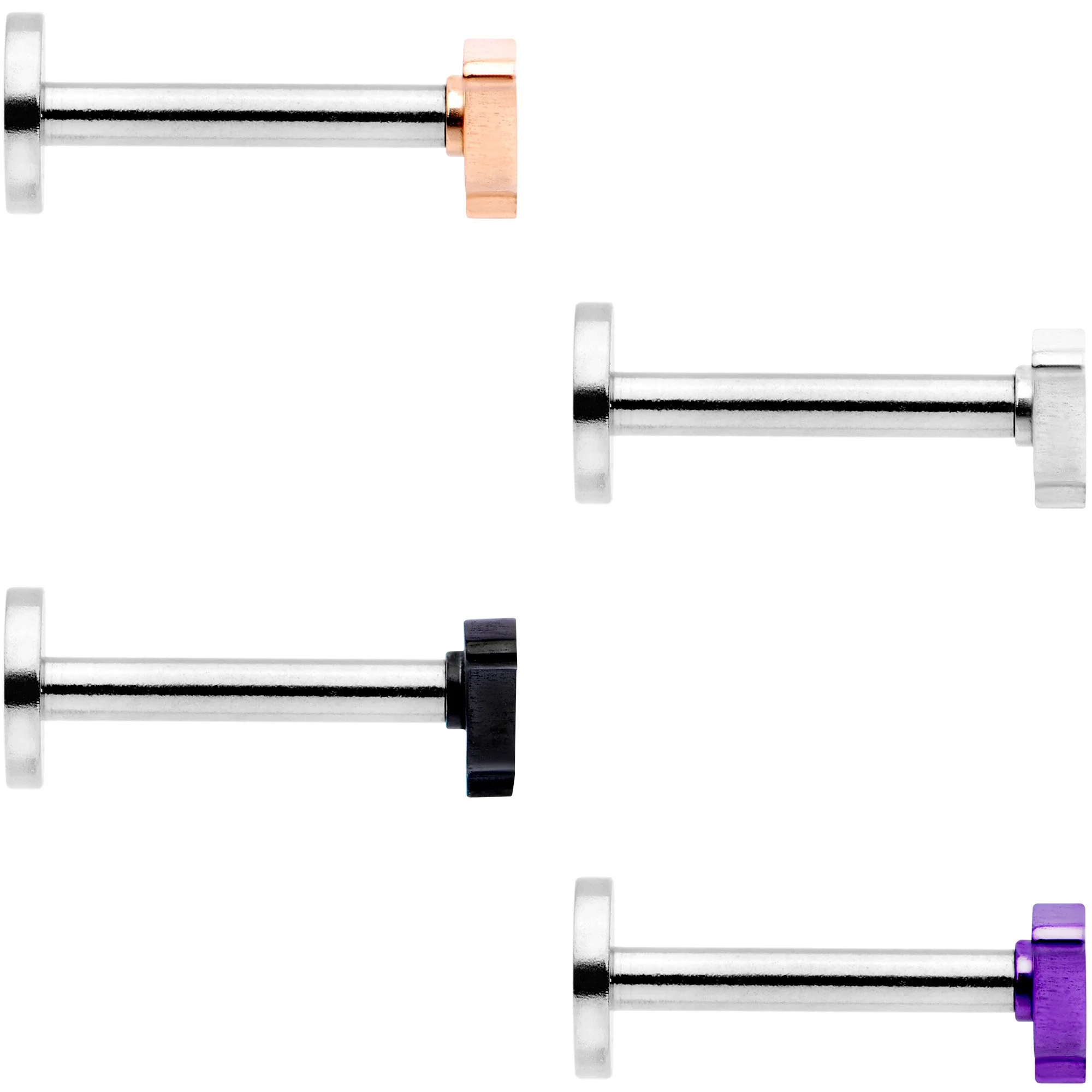 16G 5/16 Multicolor Dinosaur Internally Threaded Labret Set of 4 - Image 3