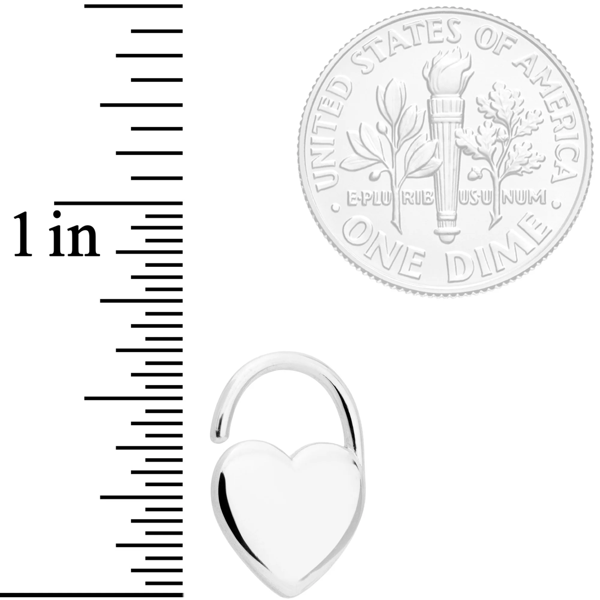 16G 5/16 Padlock Heart Closure Ring - Image 2