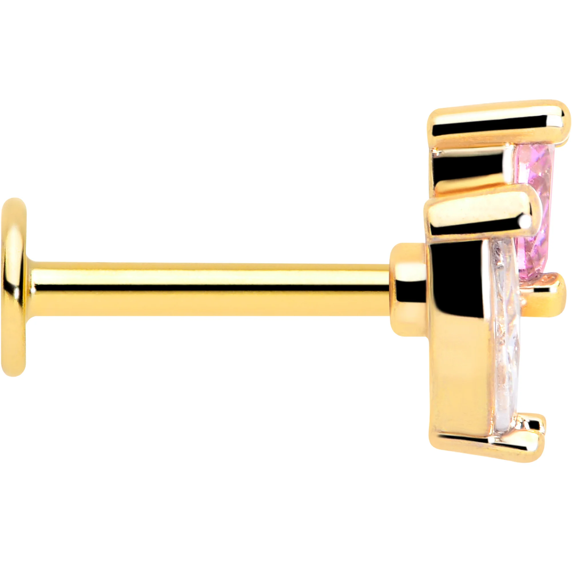 16G 5/16 Pink CZ Gem Gold Tone Love Flower Labret Monroe Tragus - Image 3