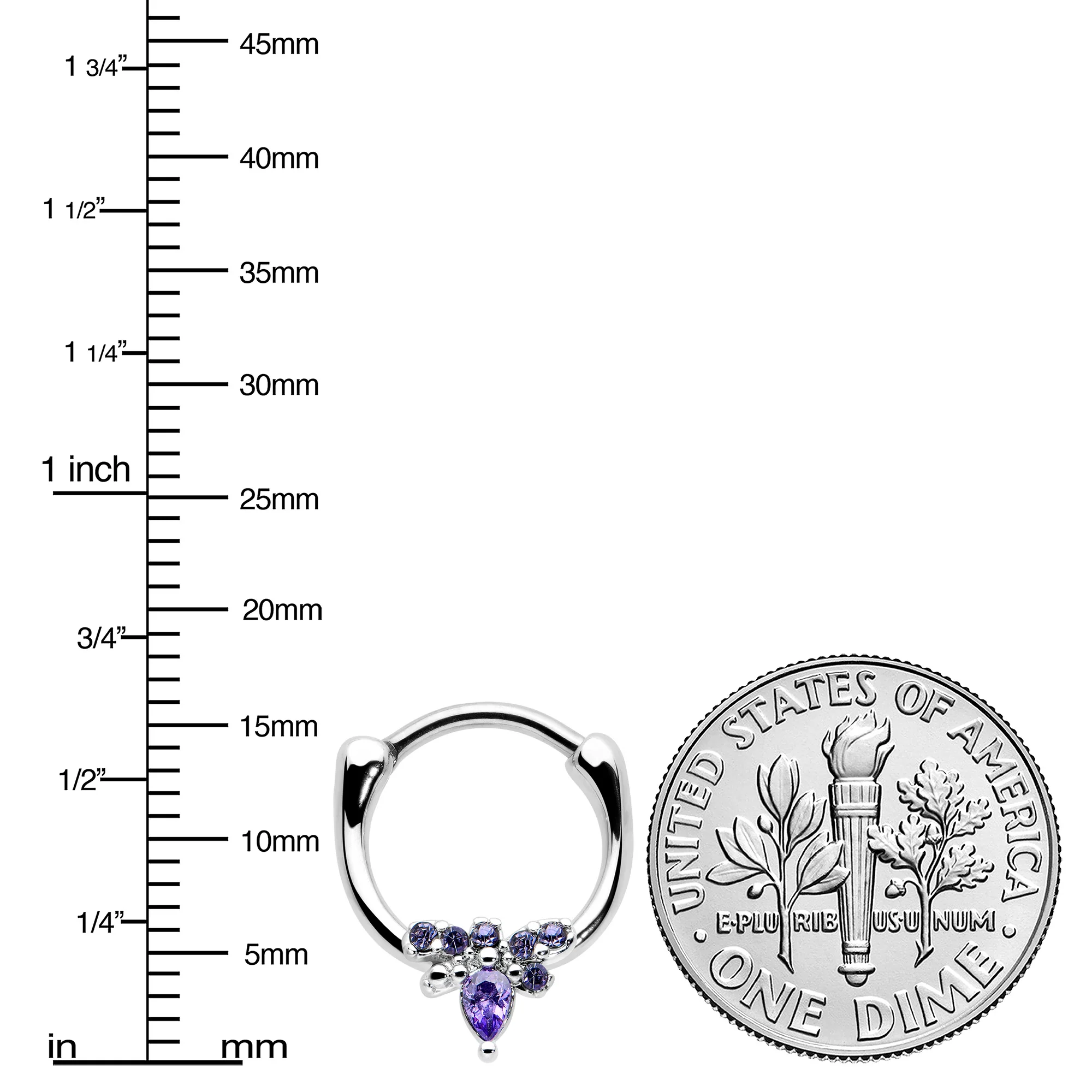 16G 5/16 Purple Gem Bee Glamour Cartilage Clicker - Image 3