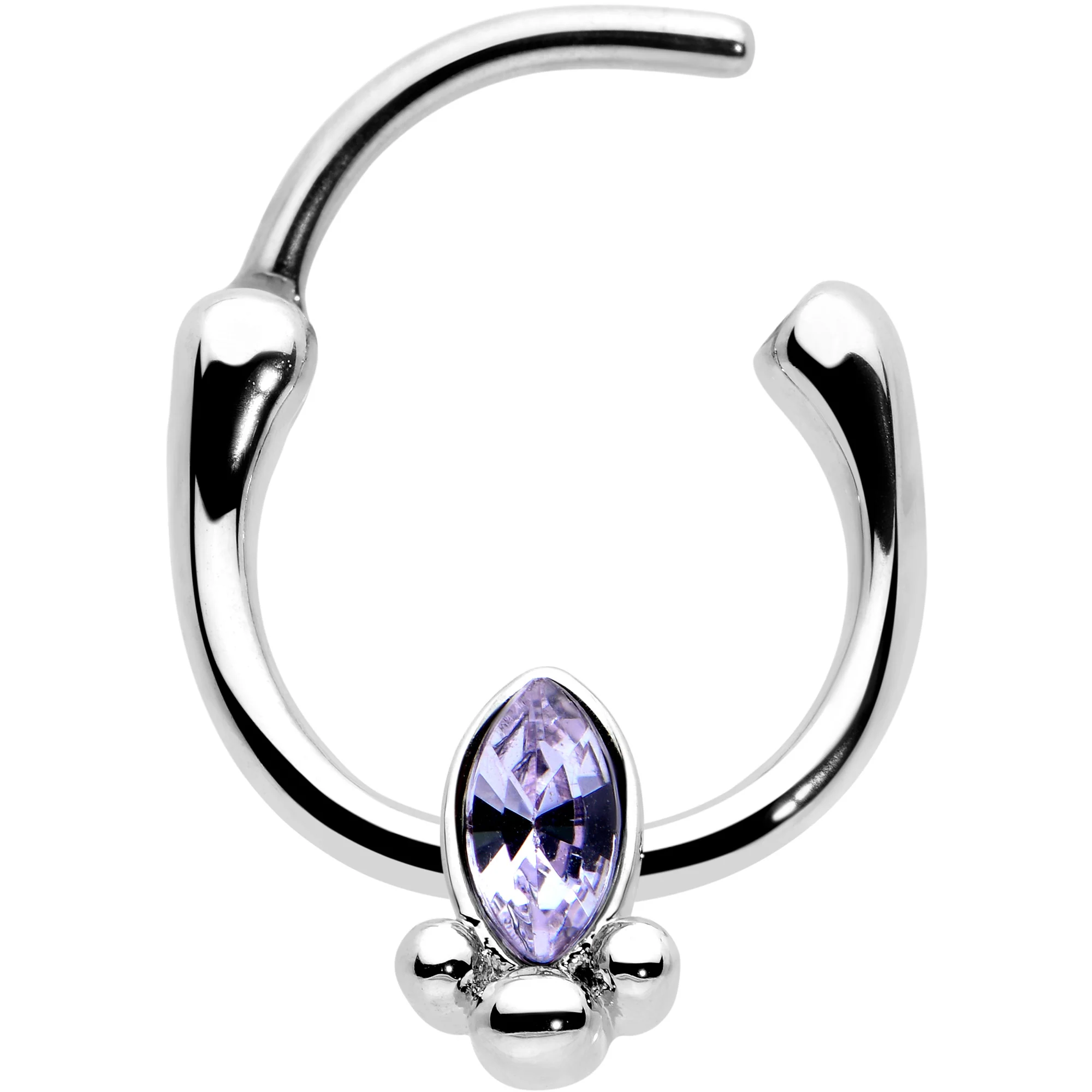 16G 5/16 Purple Gem Deco Oval Cartilage Clicker - Image 2
