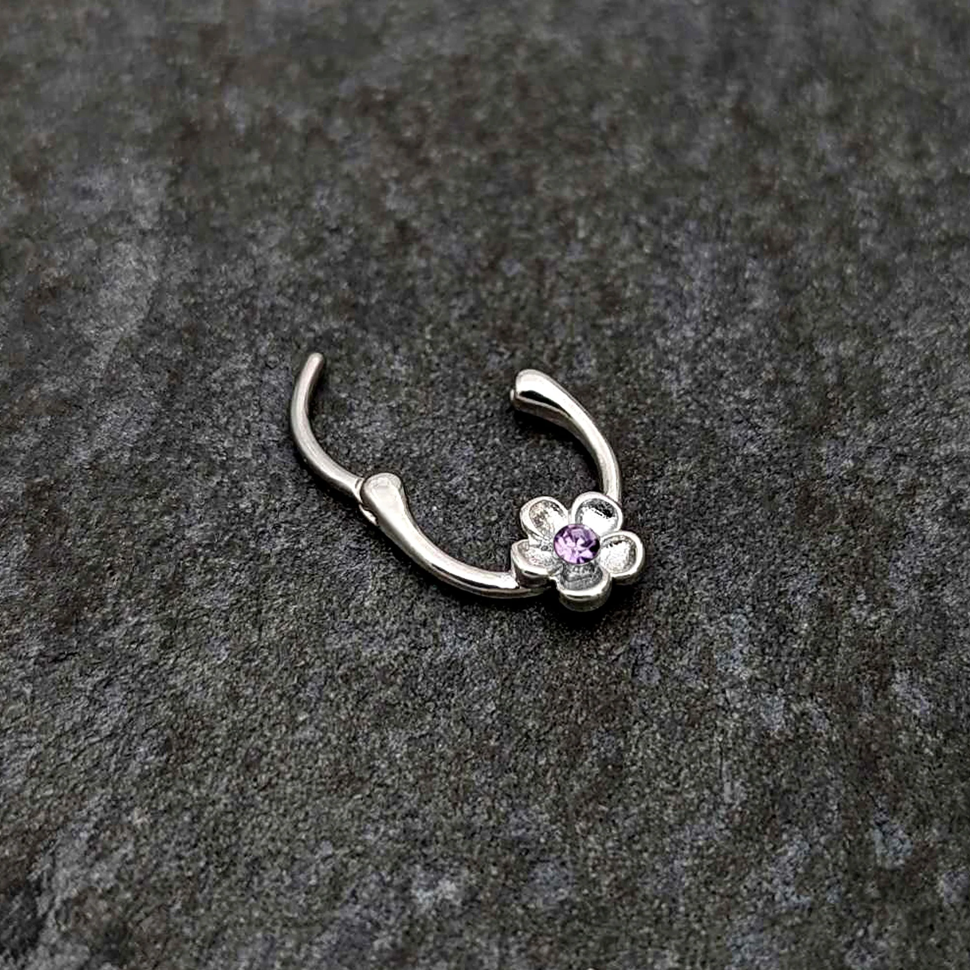 16G 5/16 Purple Gem Sweetheart Flower Cartilage Clicker - Image 5