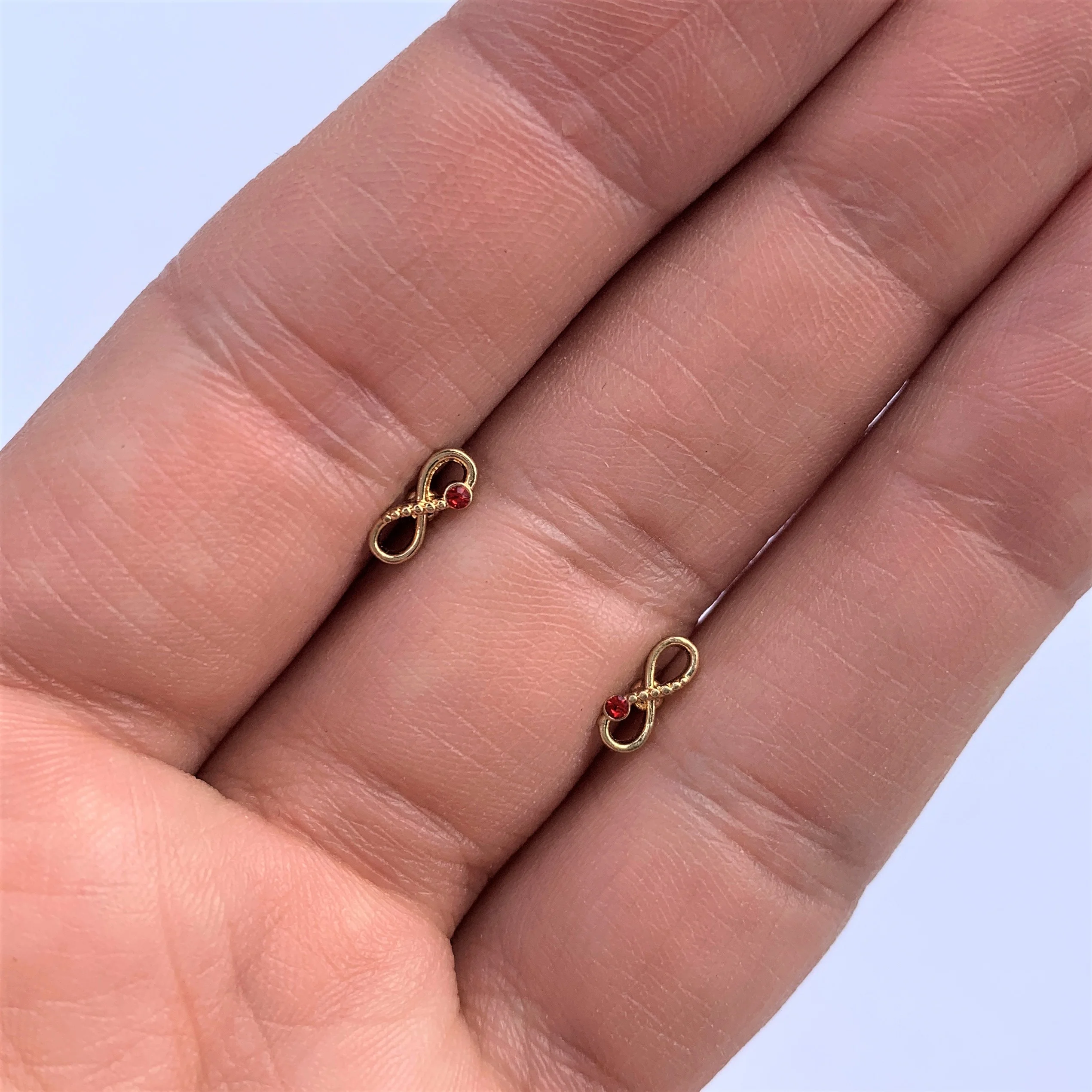 16G 5/16 Red Gem Gold Tone Infinity Love Labret Monroe Tragus - Image 2