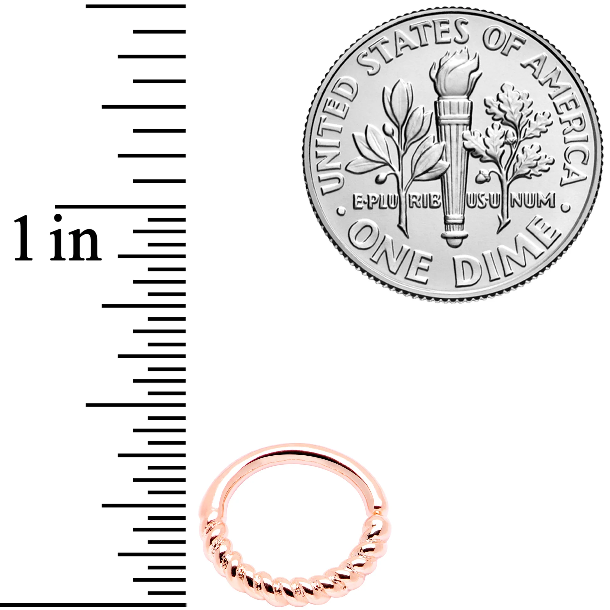 16G 5/16 Rose Gold Tone Coil Closure Ring - Image 3